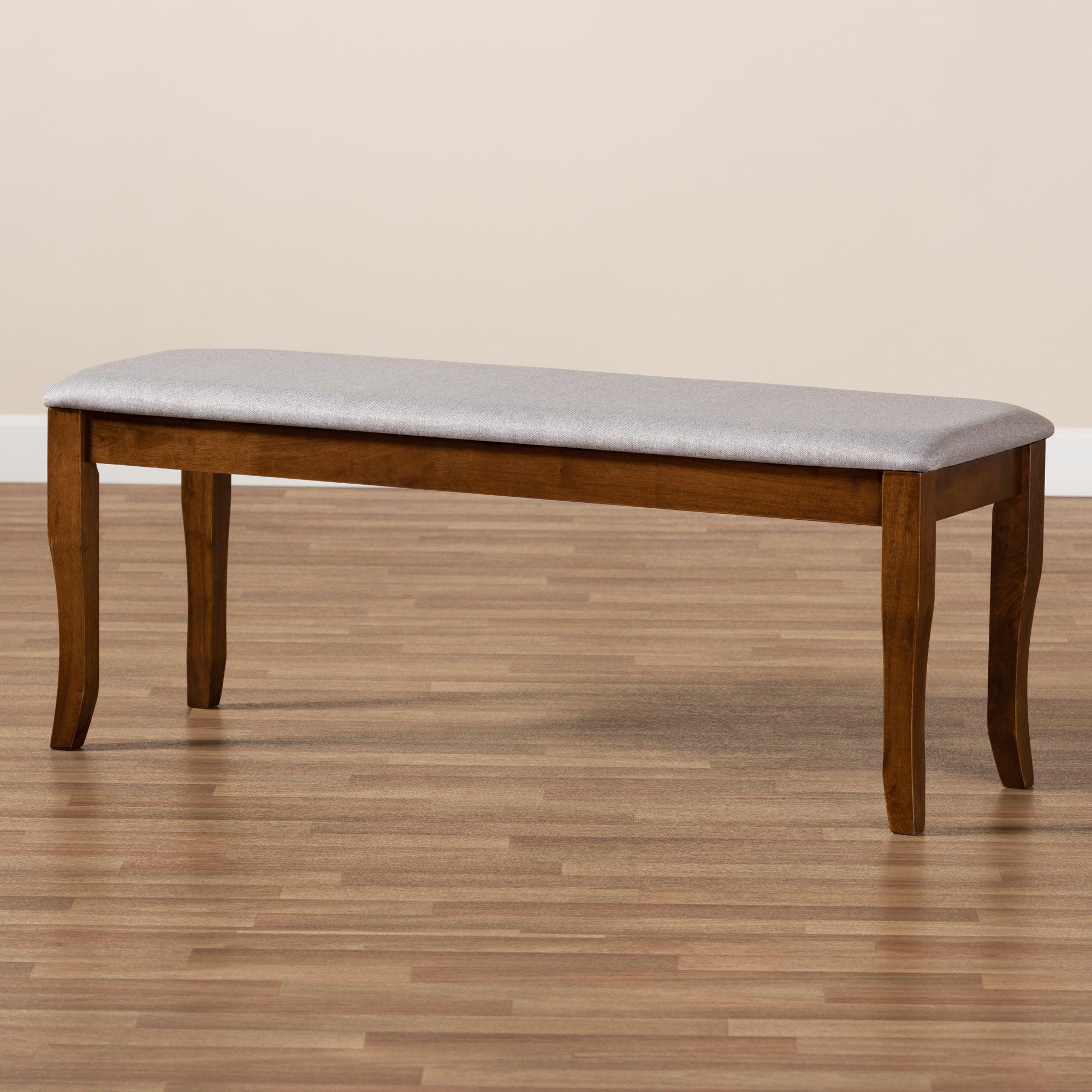 Cornelie Modern and Contemporary Transitional Fabric Upholstered and Finished Wood Dining Bench