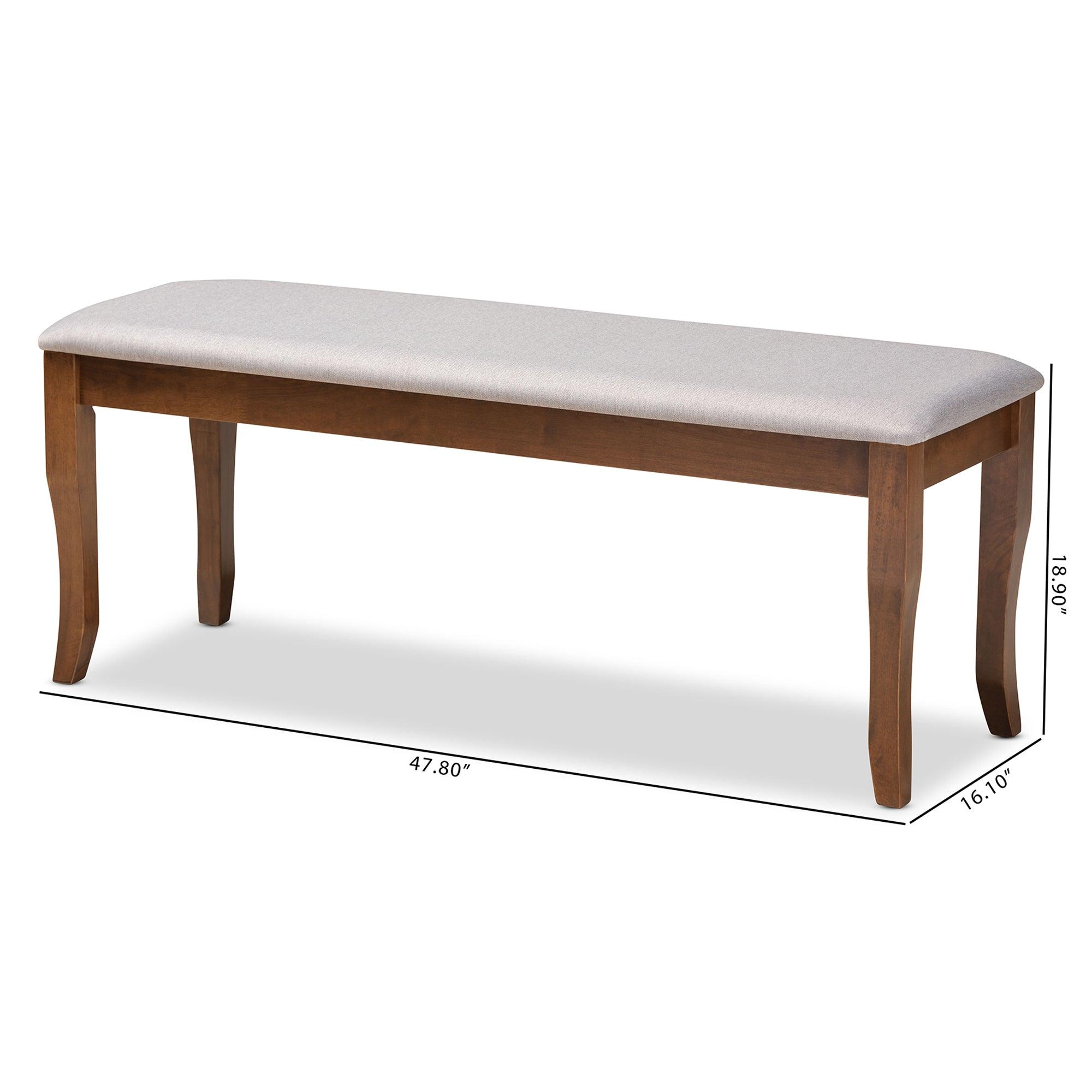 Cornelie Modern and Contemporary Transitional Fabric Upholstered and Finished Wood Dining Bench