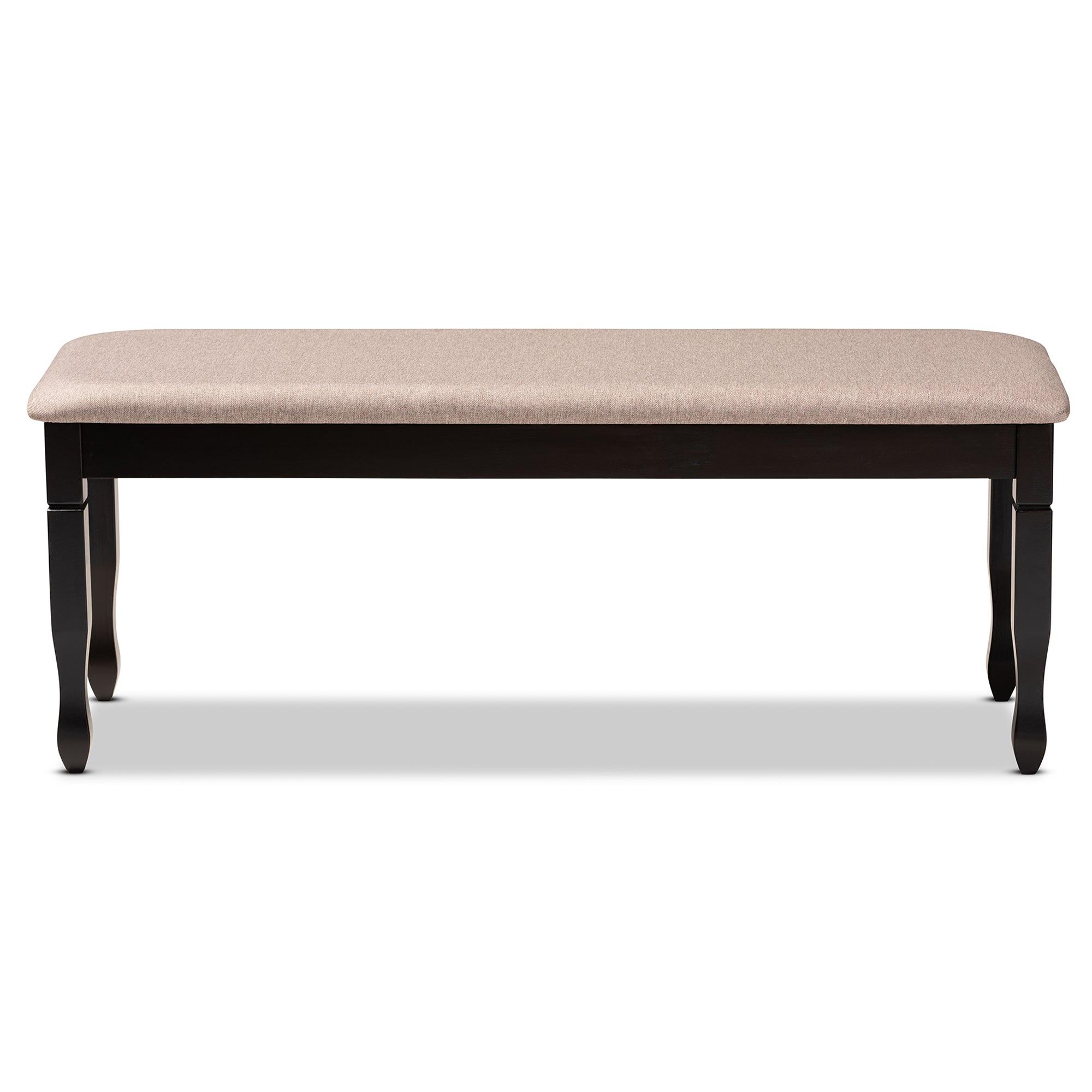 Corey Modern and Contemporary Sand Fabric Upholstered and Finished Wood Dining Bench