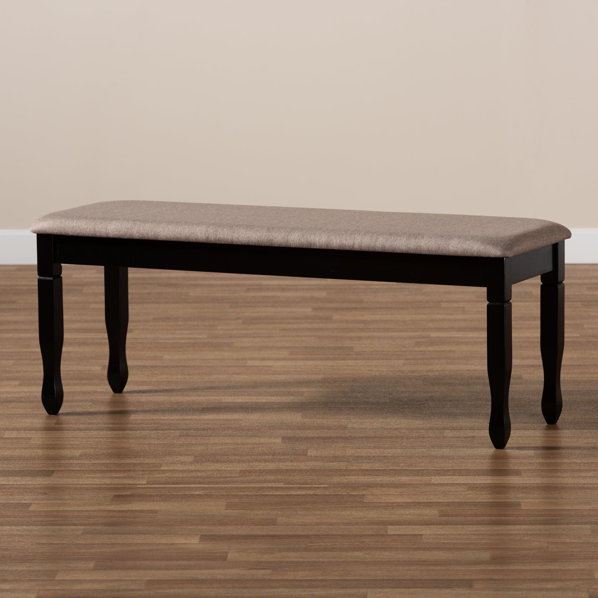 Corey Modern and Contemporary Sand Fabric Upholstered and Finished Wood Dining Bench