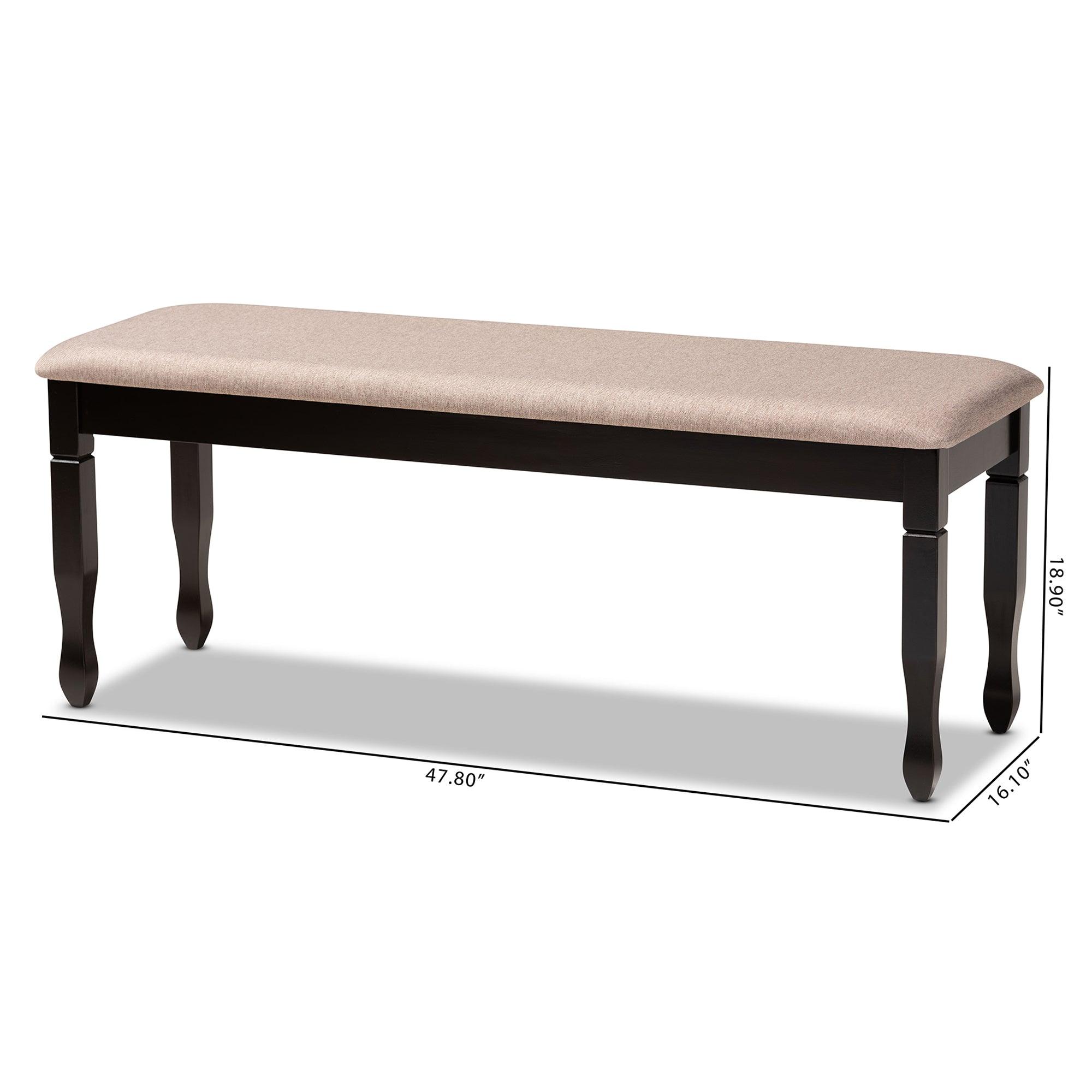 Corey Modern and Contemporary Sand Fabric Upholstered and Finished Wood Dining Bench
