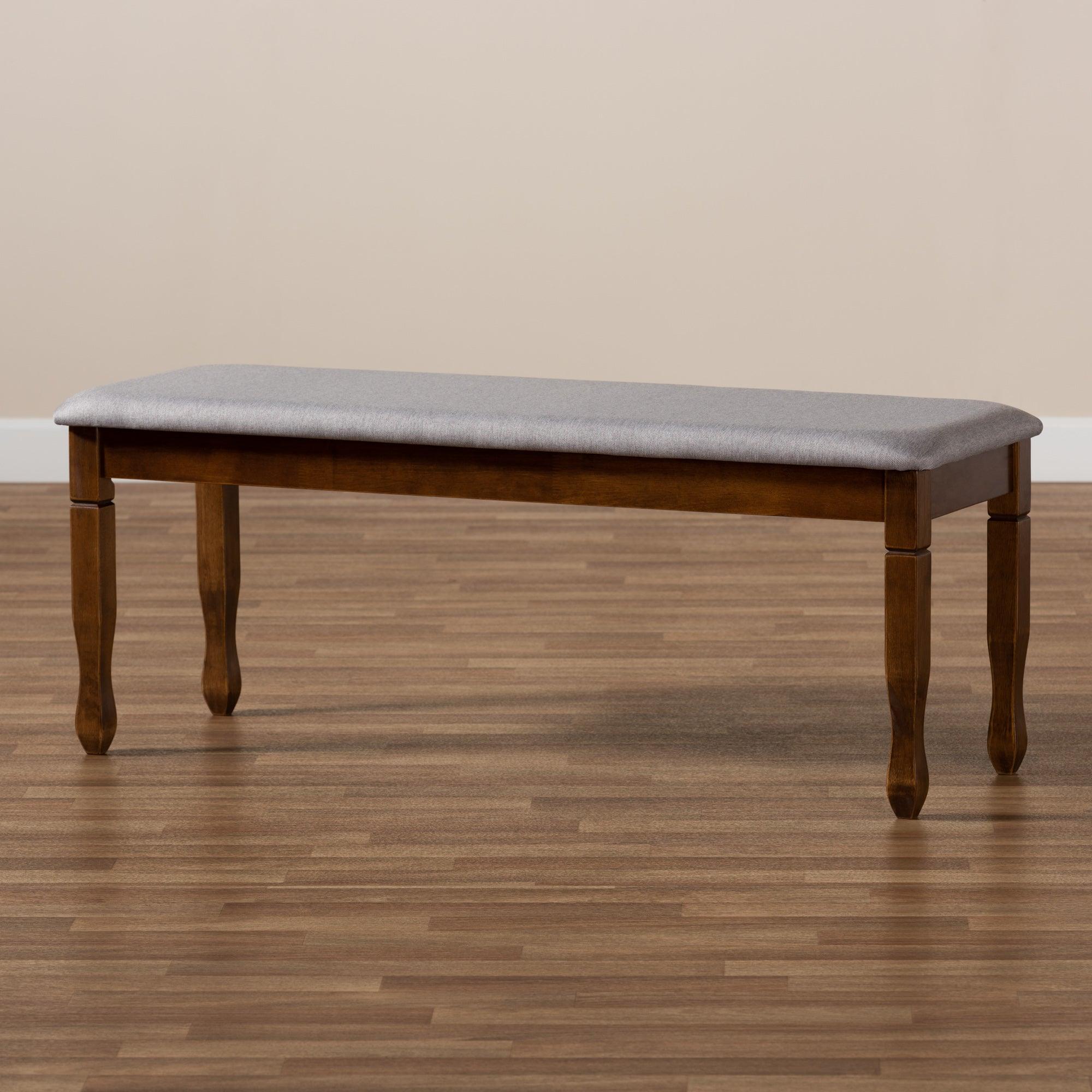 Corey Modern and Contemporary Fabric Upholstered and Finished Wood Dining Bench