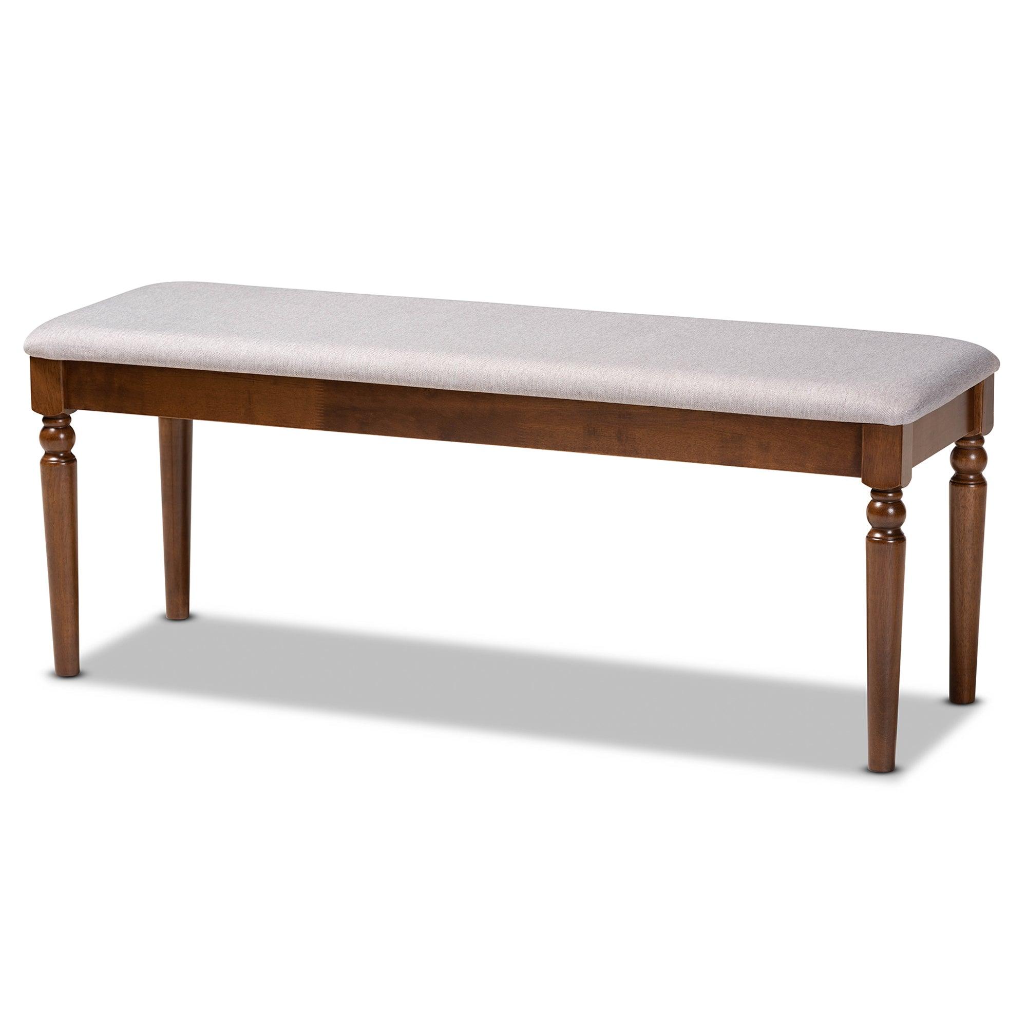Giovanni Modern and Contemporary Fabric Upholstered and Finished Wood Dining Bench