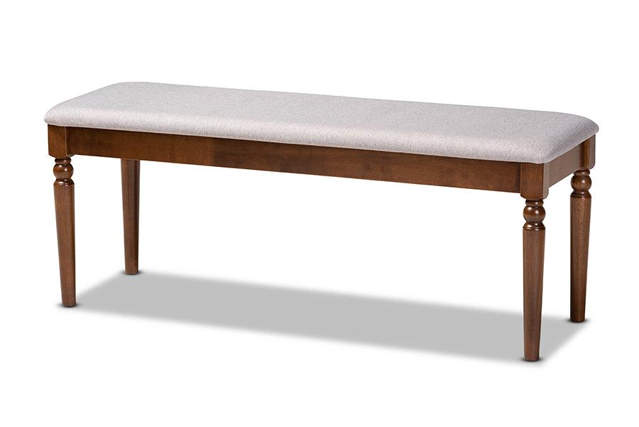 Giovanni Modern and Contemporary Fabric Upholstered and Finished Wood Dining Bench