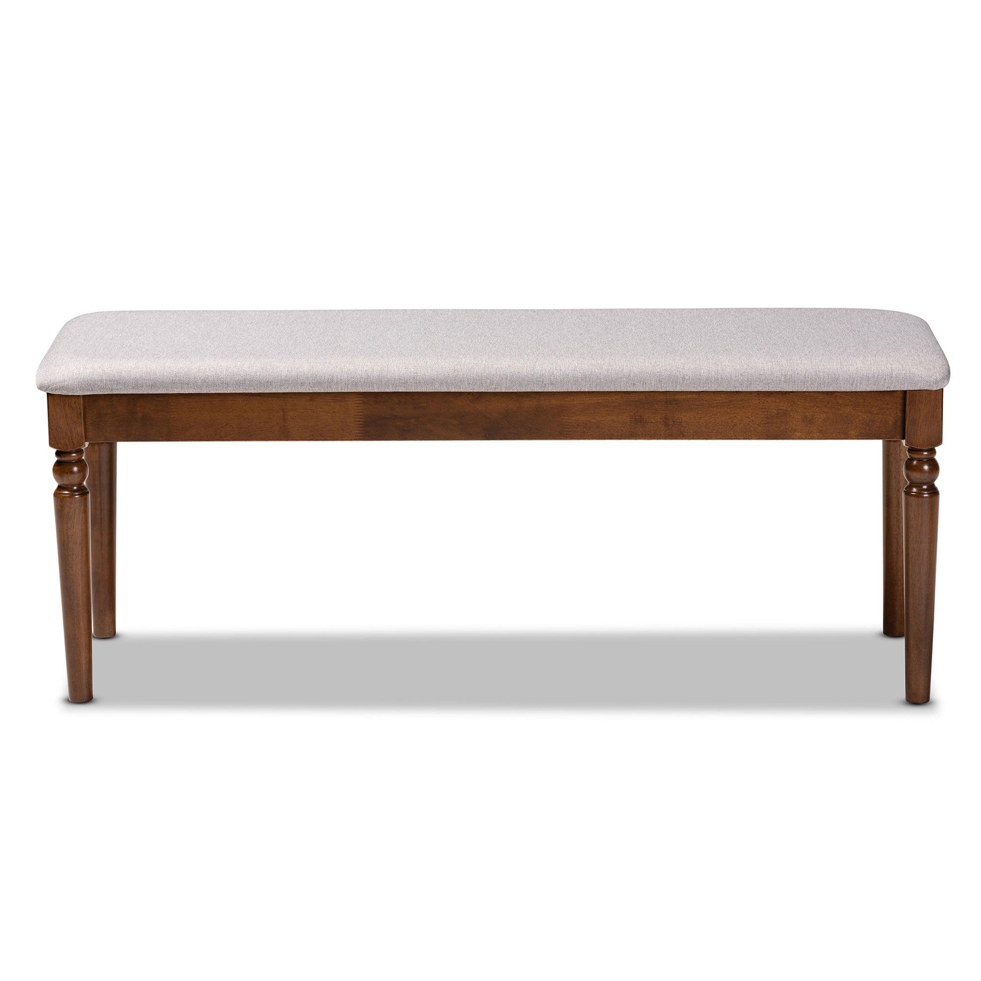 Giovanni Modern and Contemporary Fabric Upholstered and Finished Wood Dining Bench