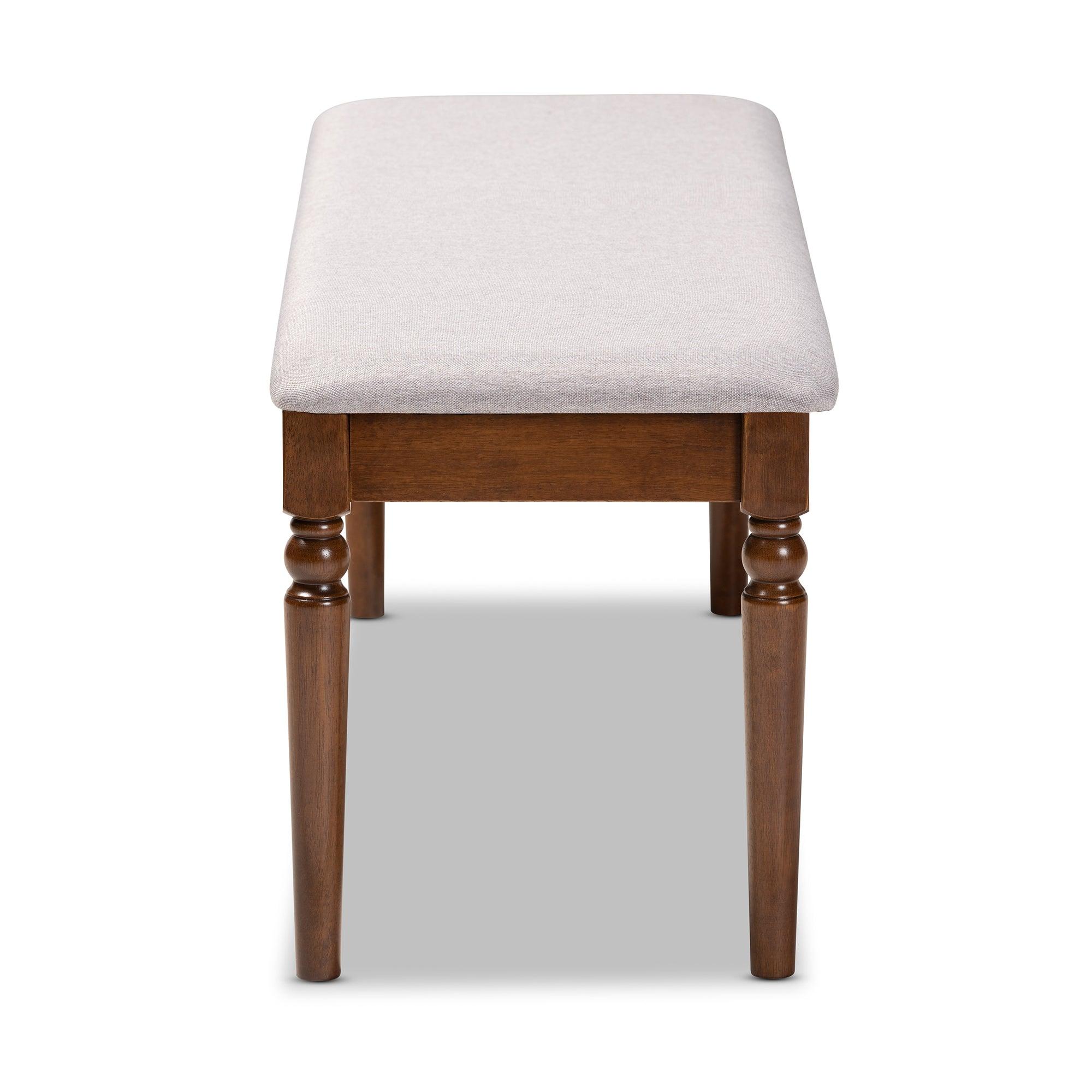 Giovanni Modern and Contemporary Fabric Upholstered and Finished Wood Dining Bench