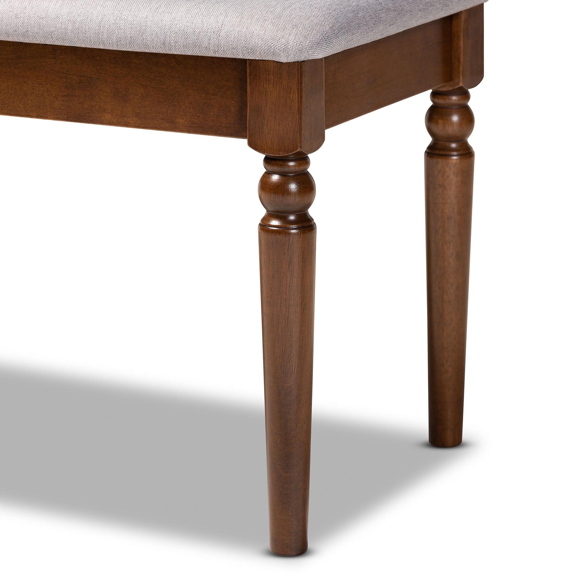 Giovanni Modern and Contemporary Fabric Upholstered and Finished Wood Dining Bench