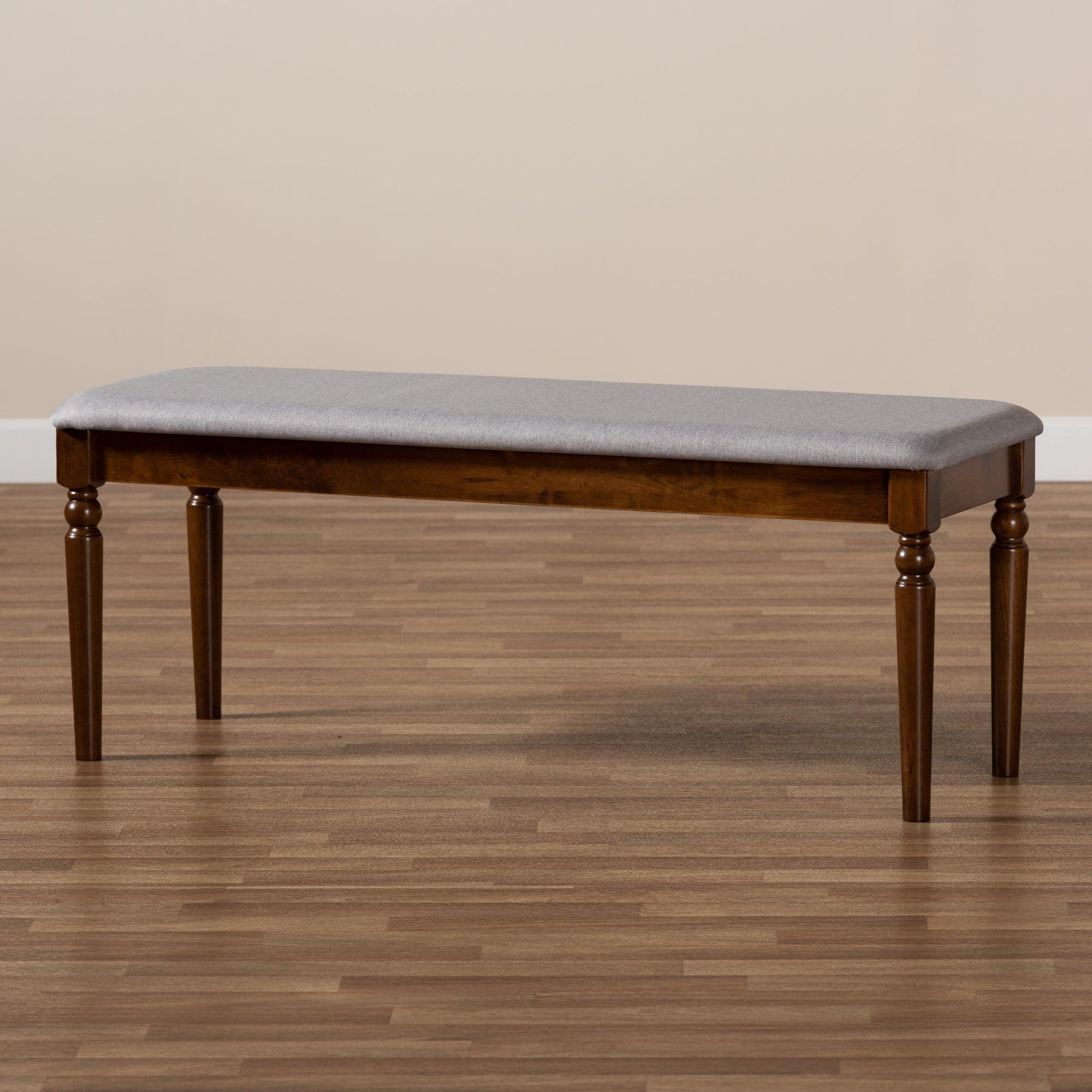 Giovanni Modern and Contemporary Fabric Upholstered and Finished Wood Dining Bench
