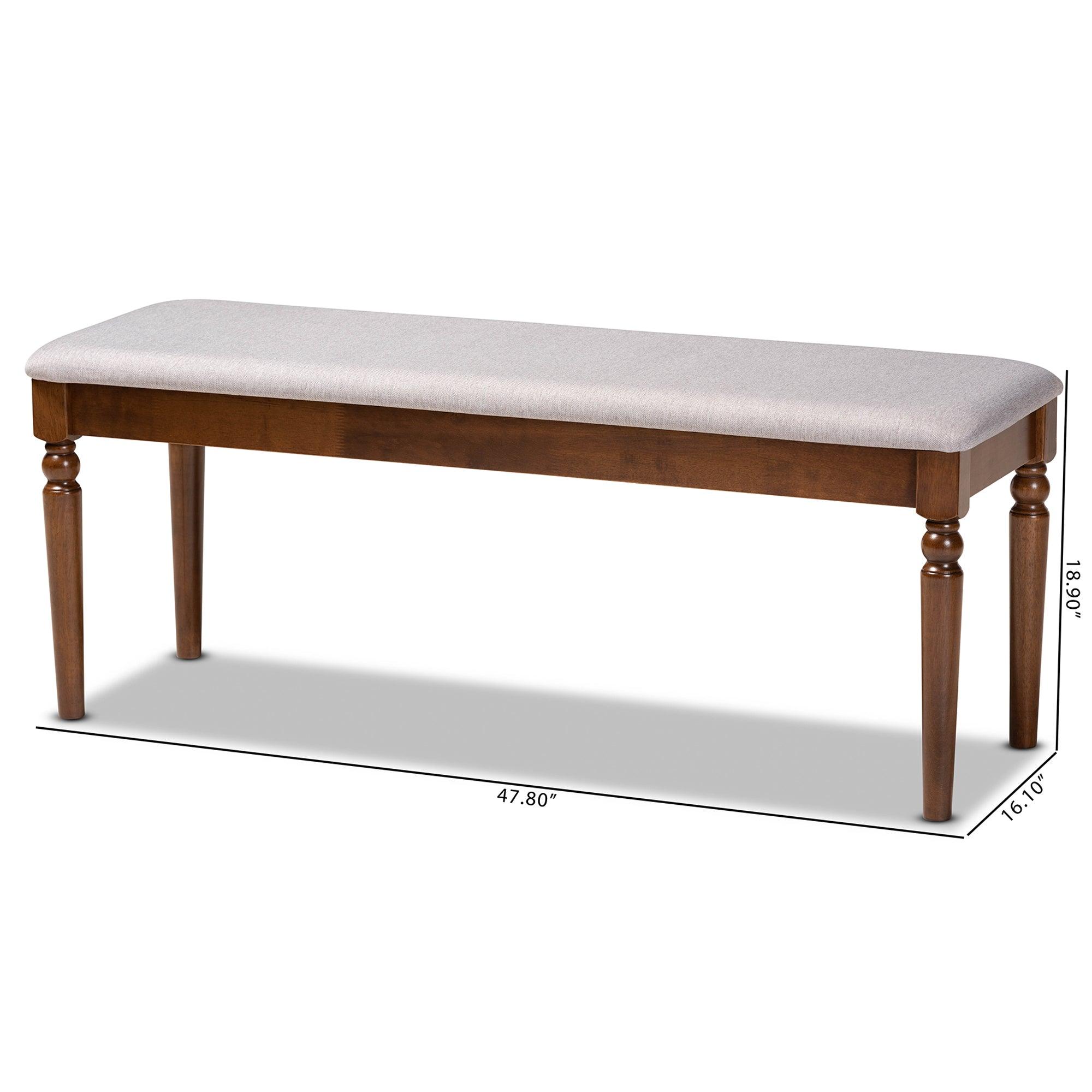 Giovanni Modern and Contemporary Fabric Upholstered and Finished Wood Dining Bench