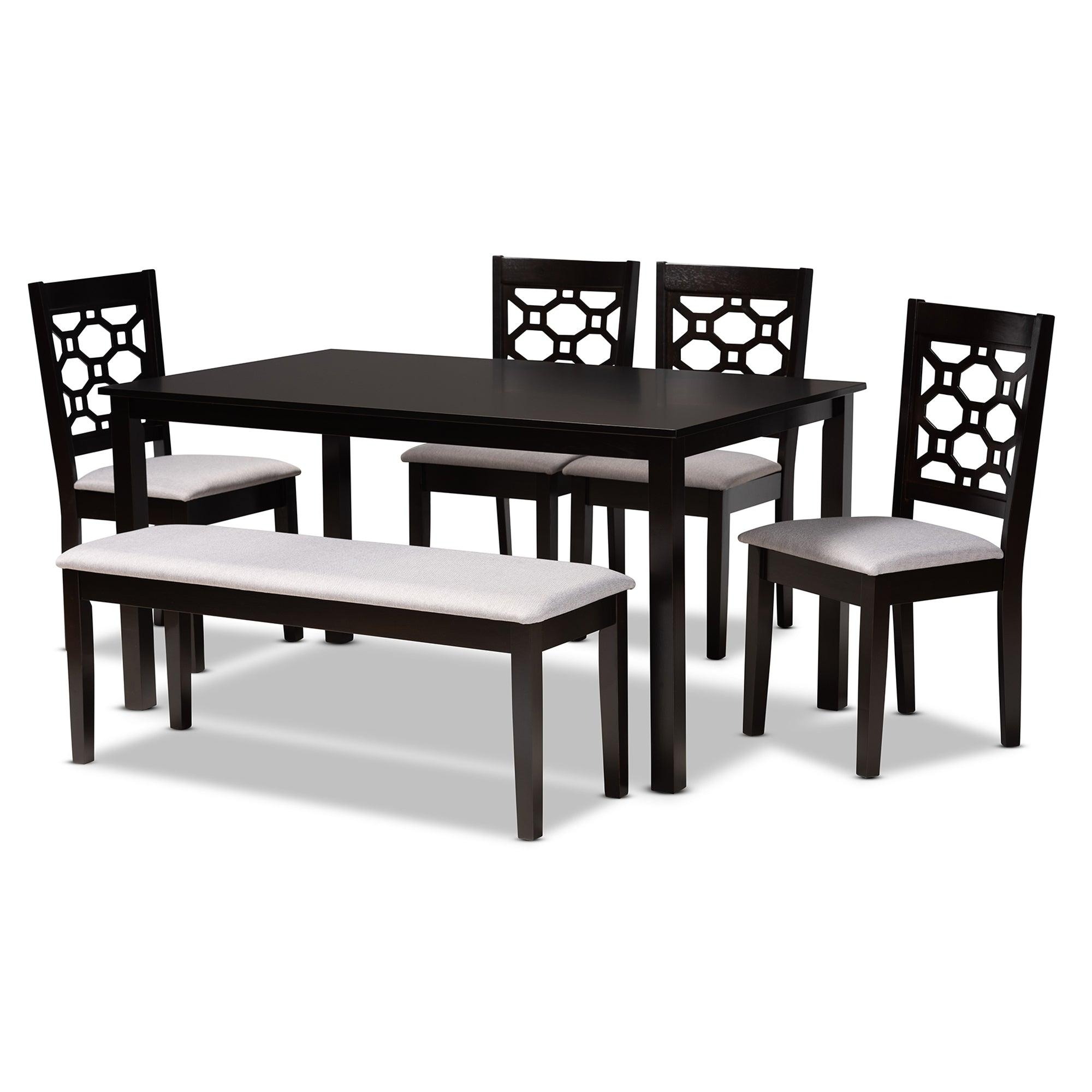 Gabriel Modern and Contemporary Fabric Upholstered and Finished Wood 6-Piece Dining Set