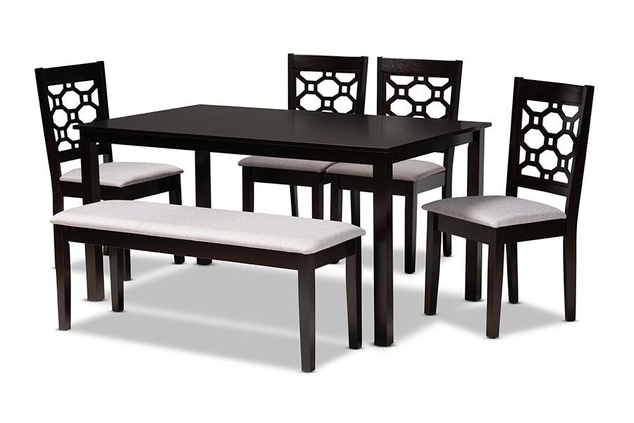 Gabriel Modern and Contemporary Fabric Upholstered and Finished Wood 6-Piece Dining Set