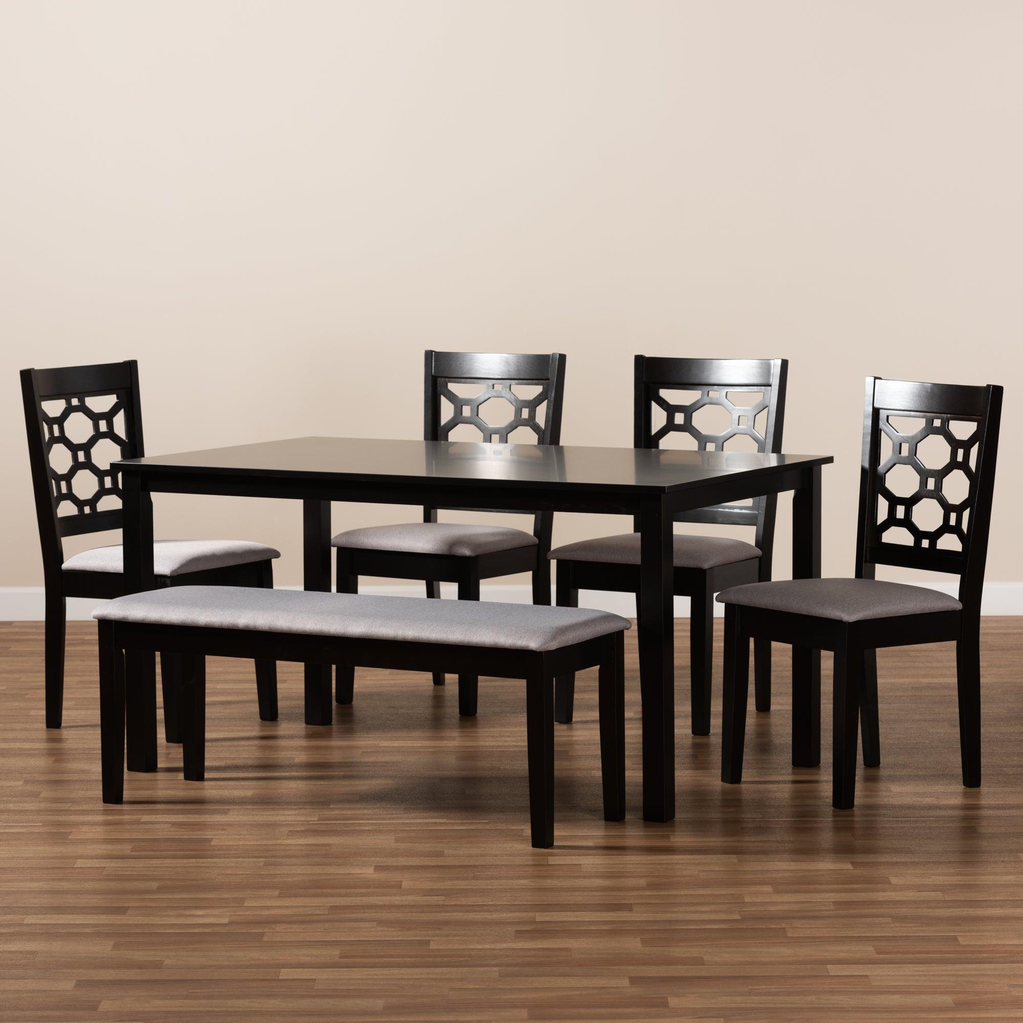 Gabriel Modern and Contemporary Fabric Upholstered and Finished Wood 6-Piece Dining Set