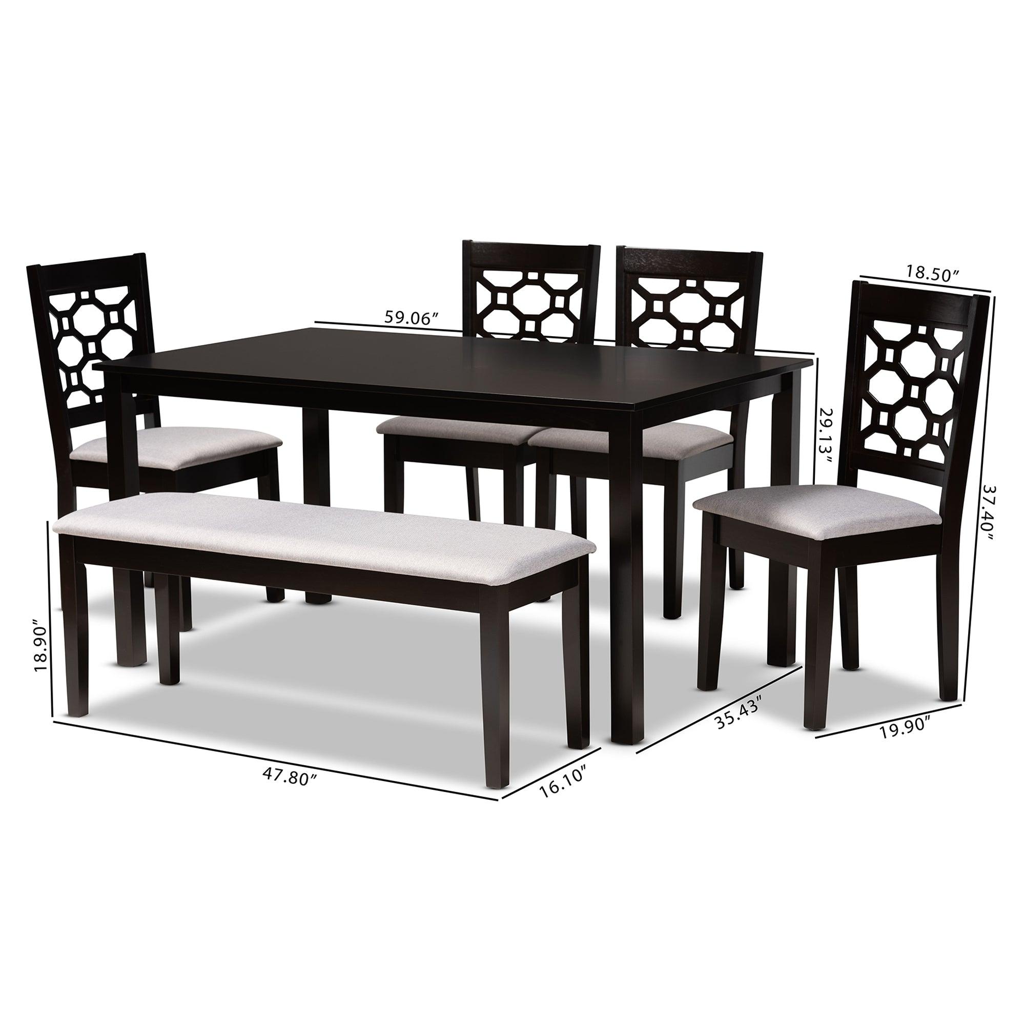 Gabriel Modern and Contemporary Fabric Upholstered and Finished Wood 6-Piece Dining Set