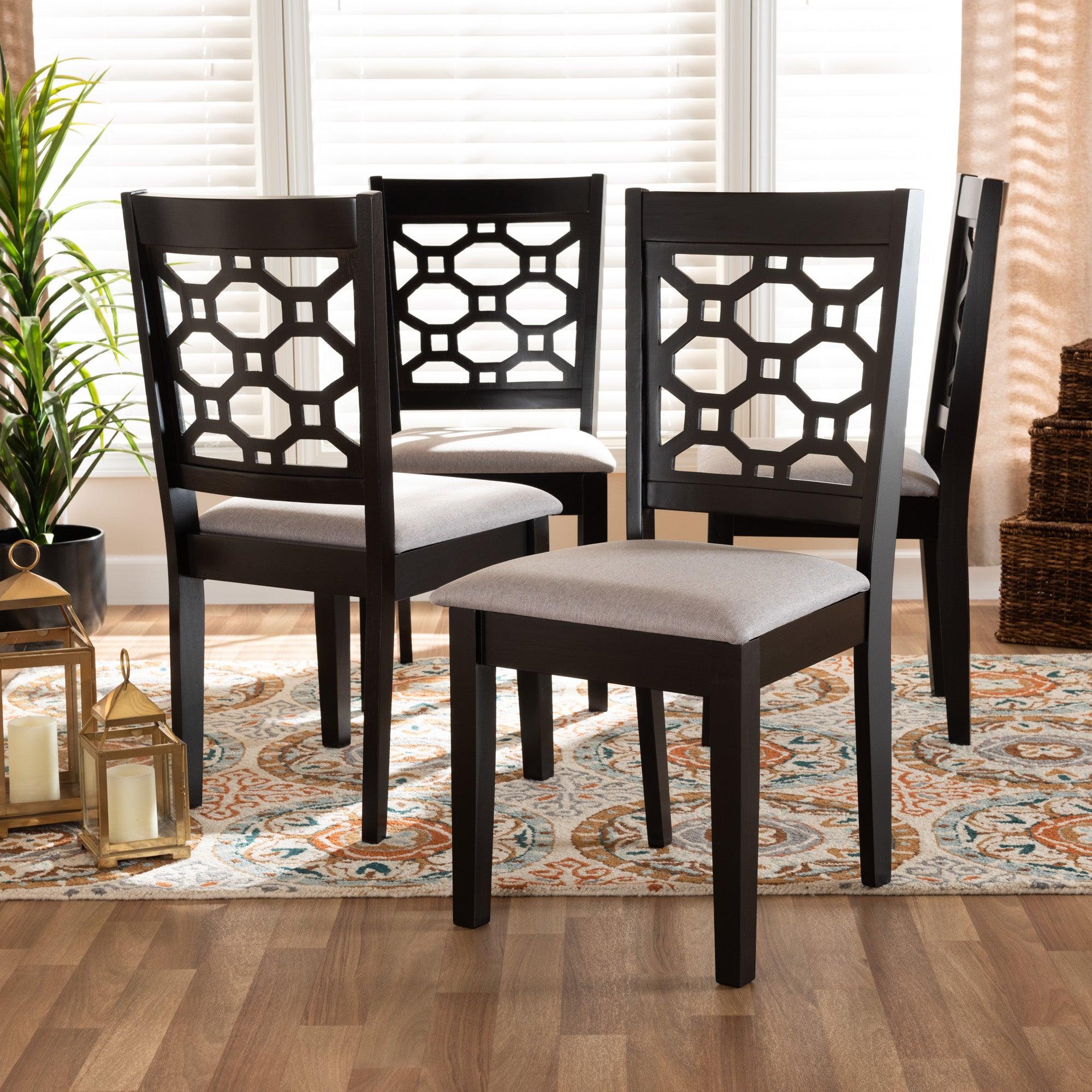 Peter Modern and Contemporary Fabric Upholstered and Finished Wood 4-Piece Dining Chair Set