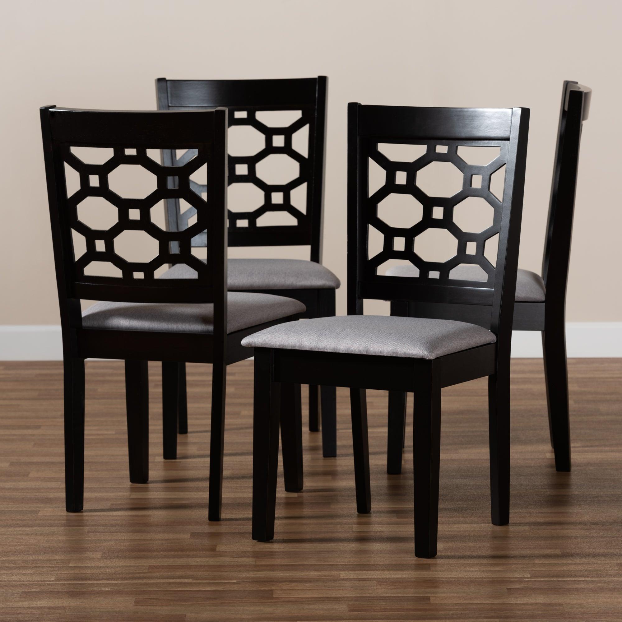 Peter Modern and Contemporary Fabric Upholstered and Finished Wood 4-Piece Dining Chair Set