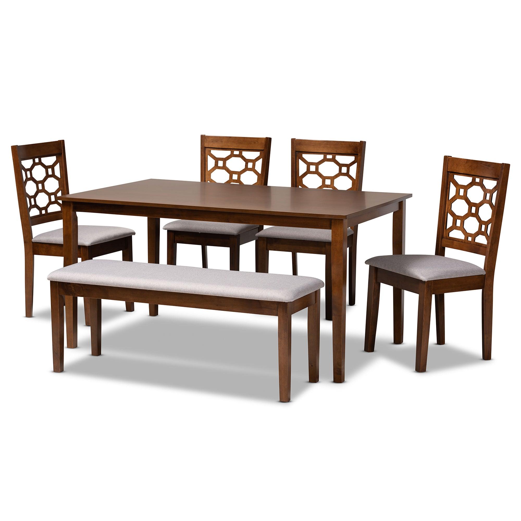 Gabriel Modern and Contemporary Fabric Upholstered and Finished Wood 6-Piece Dining Set