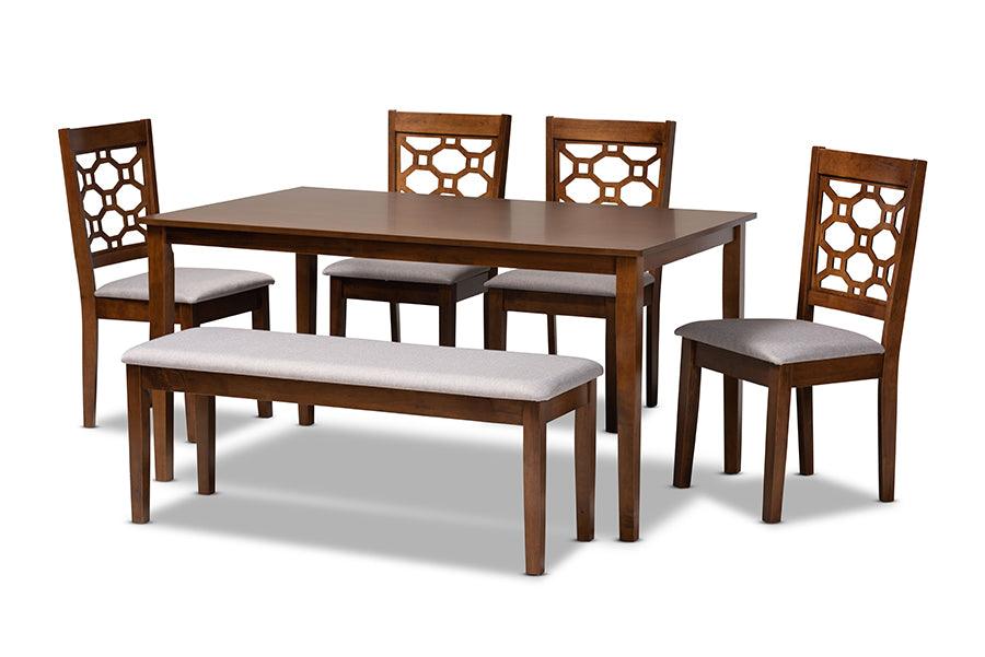 Gabriel Modern and Contemporary Fabric Upholstered and Finished Wood 6-Piece Dining Set