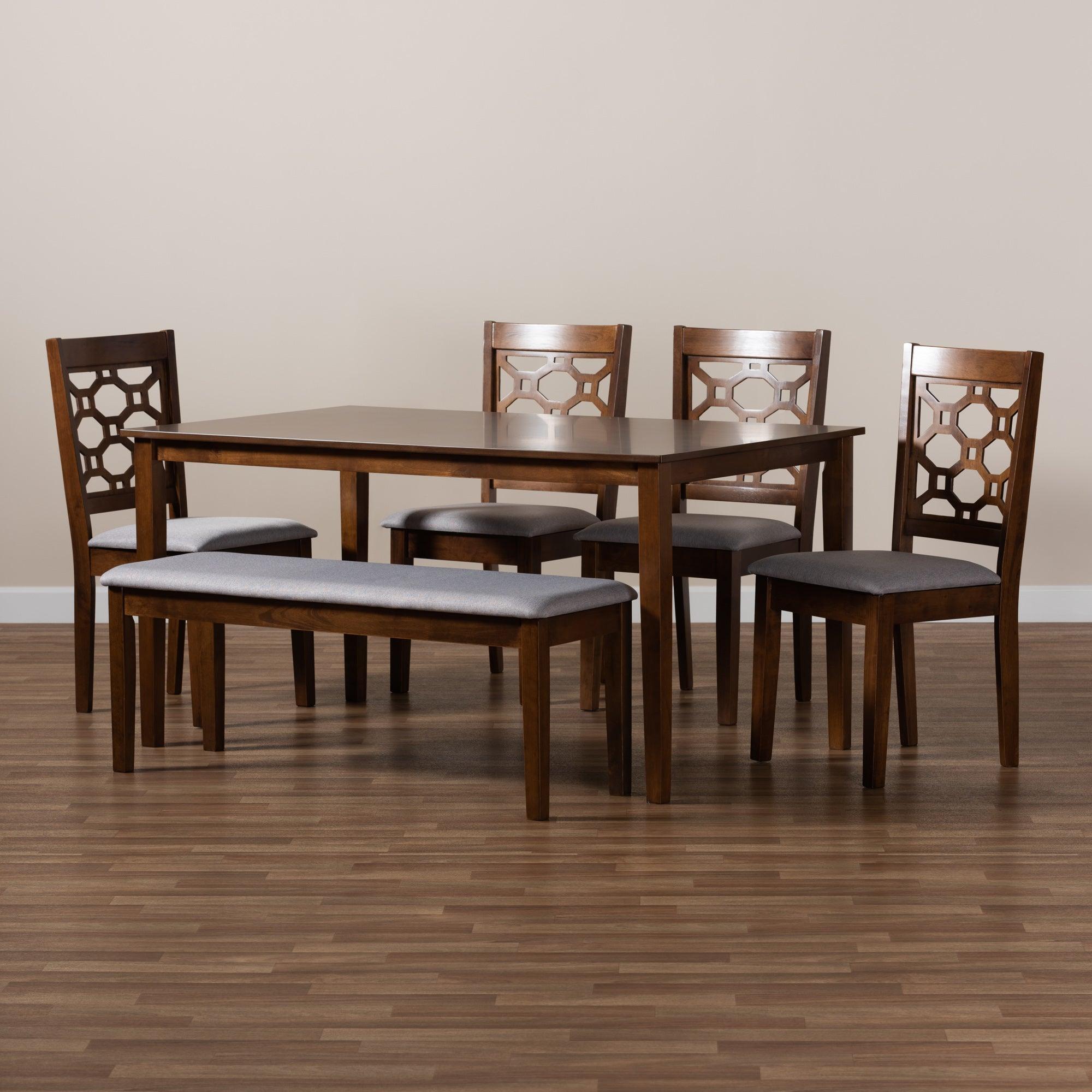 Gabriel Modern and Contemporary Fabric Upholstered and Finished Wood 6-Piece Dining Set