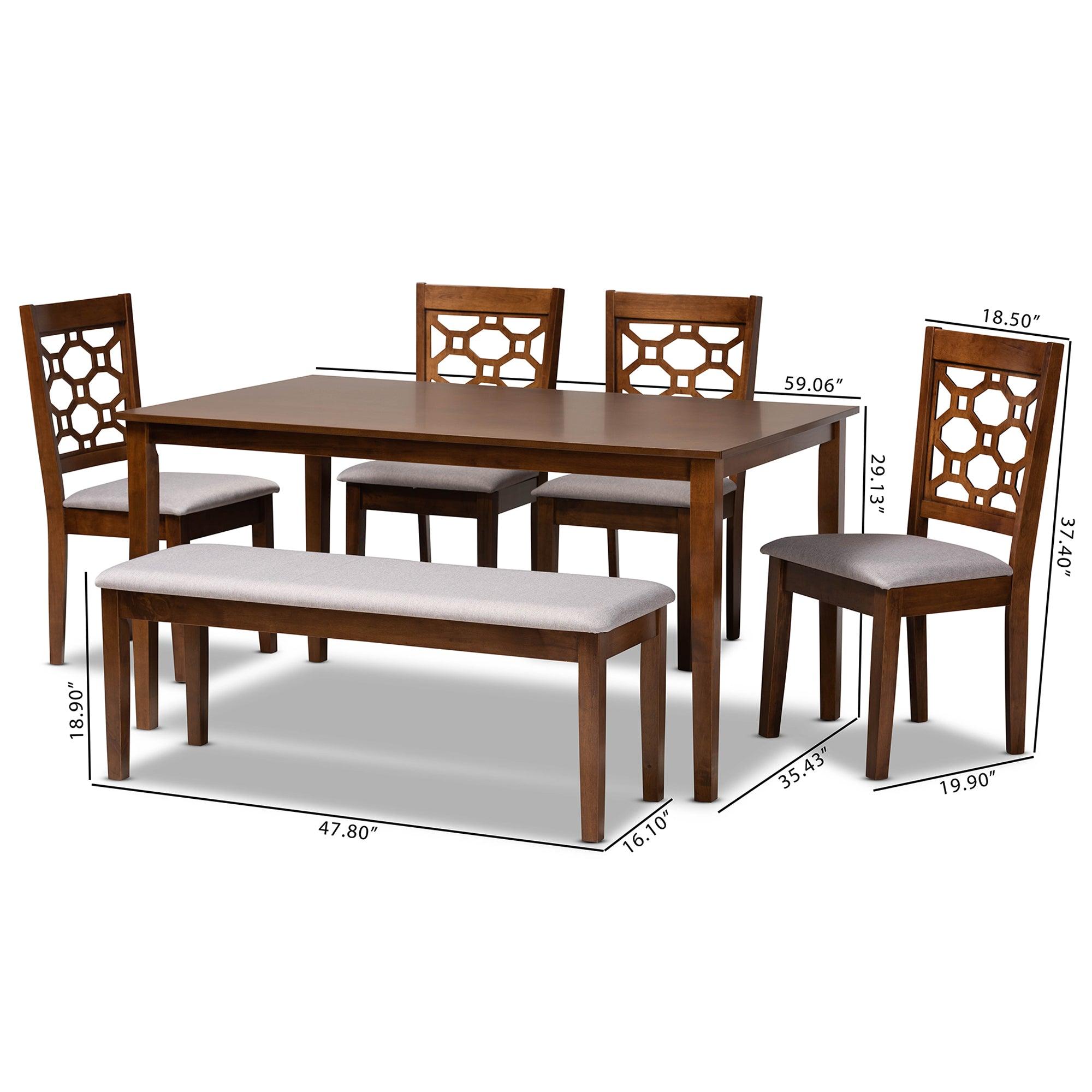 Gabriel Modern and Contemporary Fabric Upholstered and Finished Wood 6-Piece Dining Set