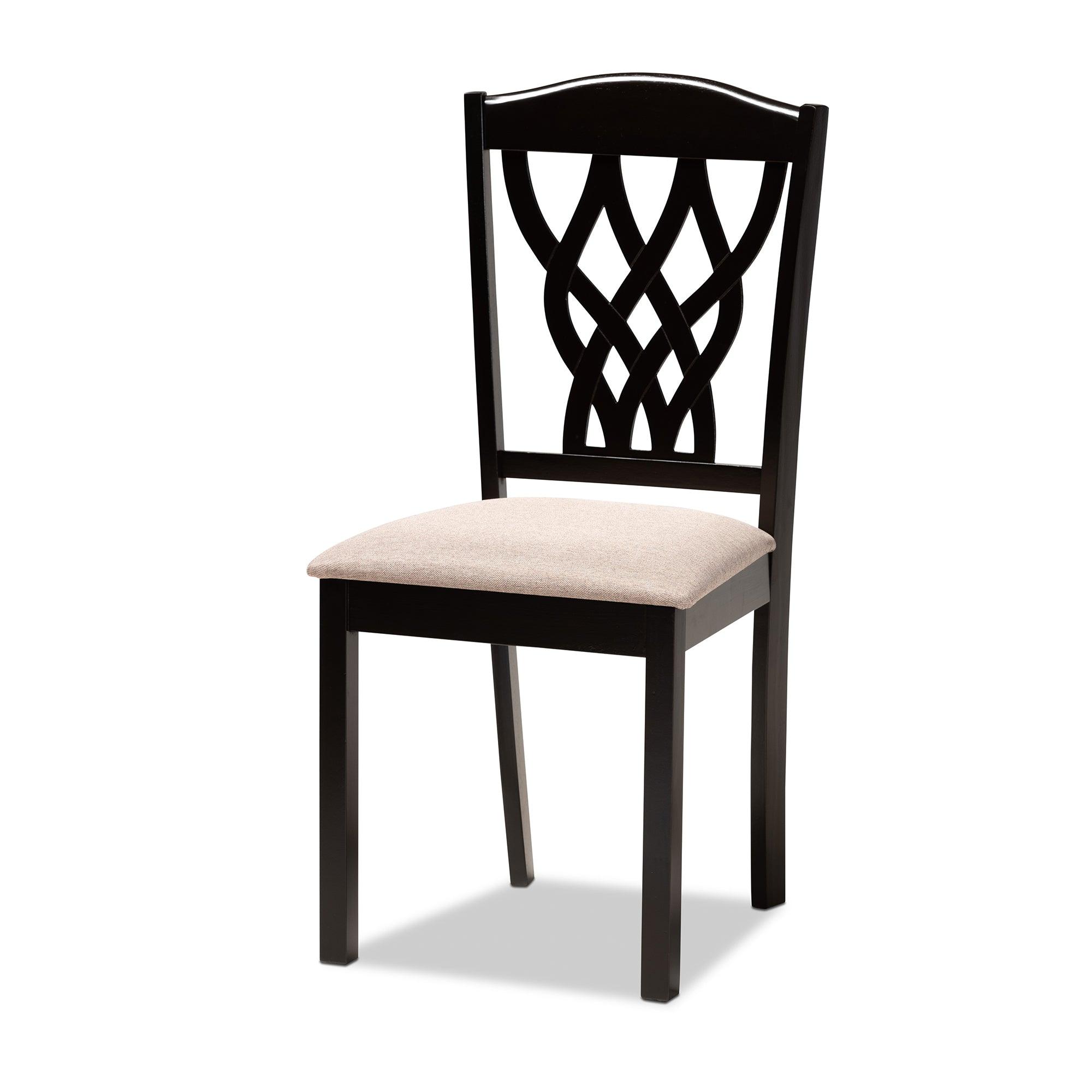 Salem Modern and Contemporary Sand Fabric Upholstered and Finished Wood 7-Piece Dining Set