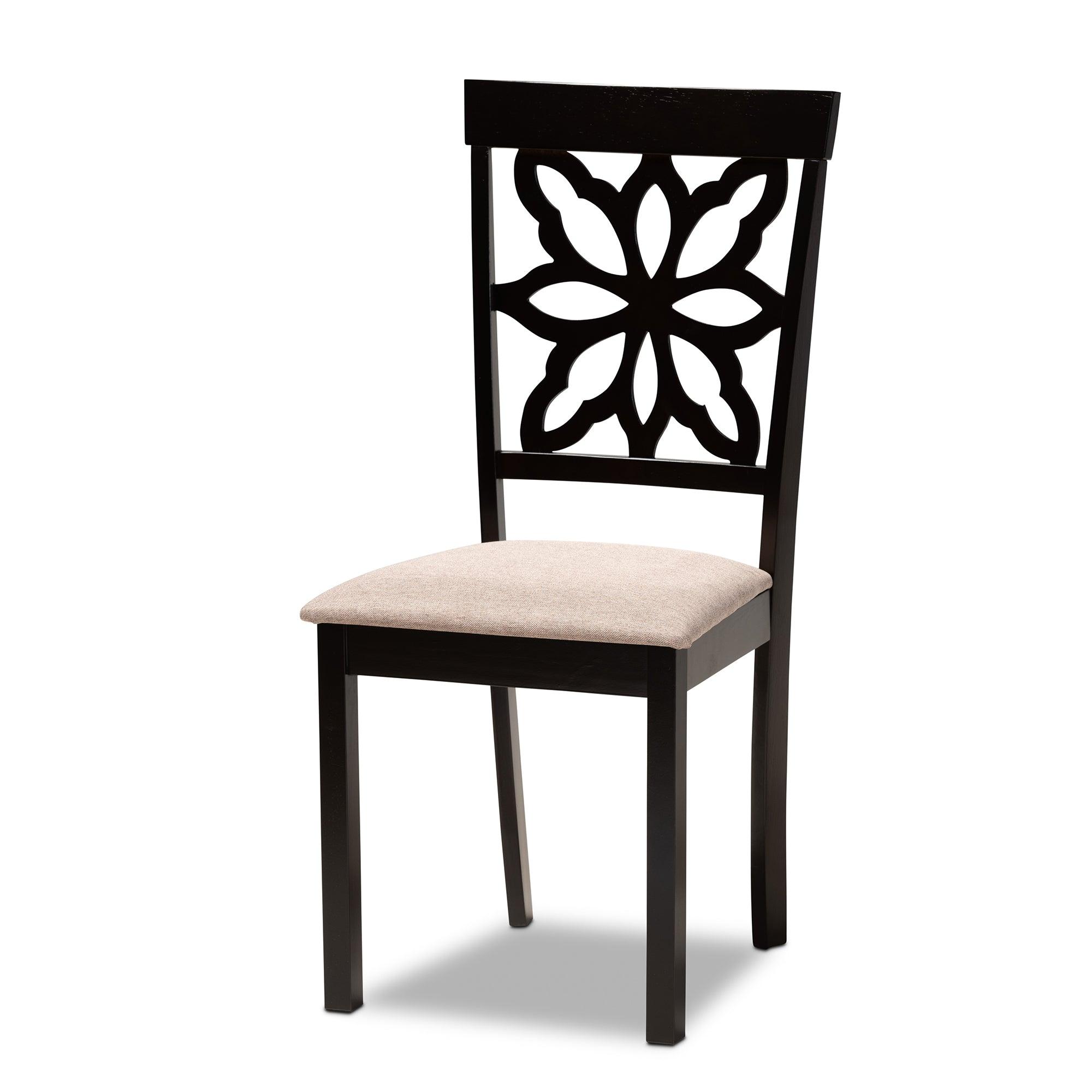 Dallas Modern and Contemporary Sand Fabric Upholstered and Finished Wood 7-Piece Dining Set