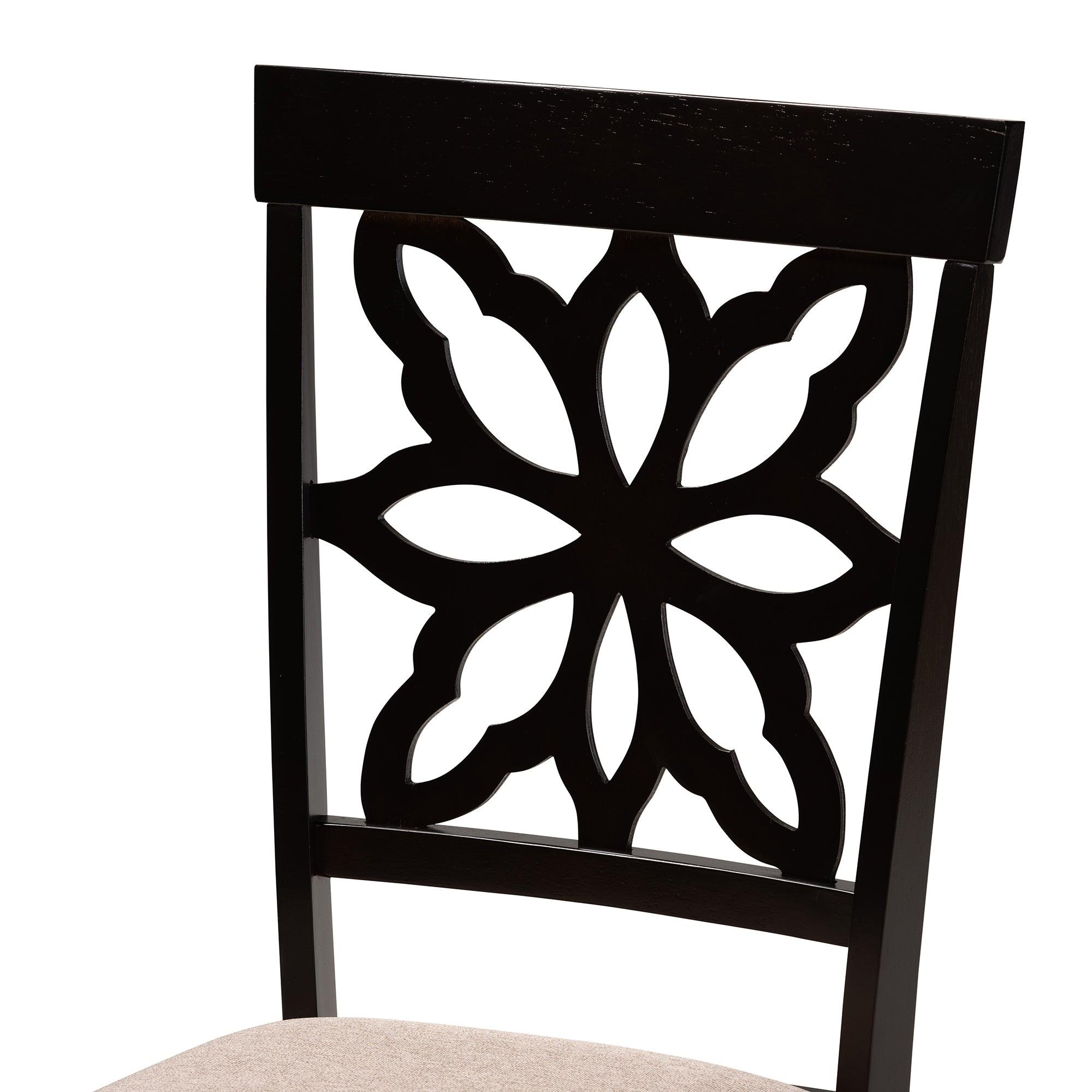 Dallas Modern and Contemporary Sand Fabric Upholstered and Finished Wood 7-Piece Dining Set