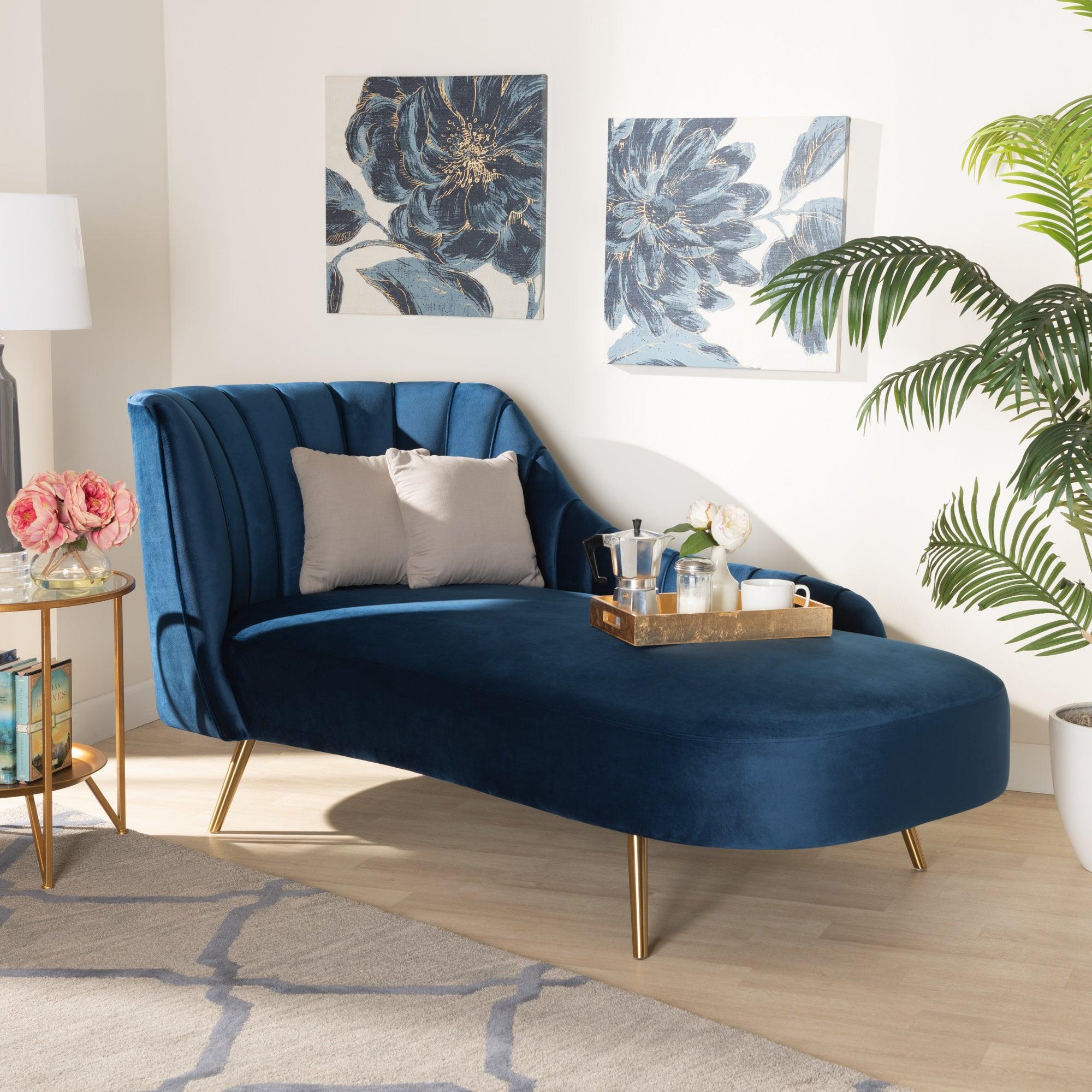 Kailyn Glam and Luxe Velvet Fabric Upholstered and Finished Chaise