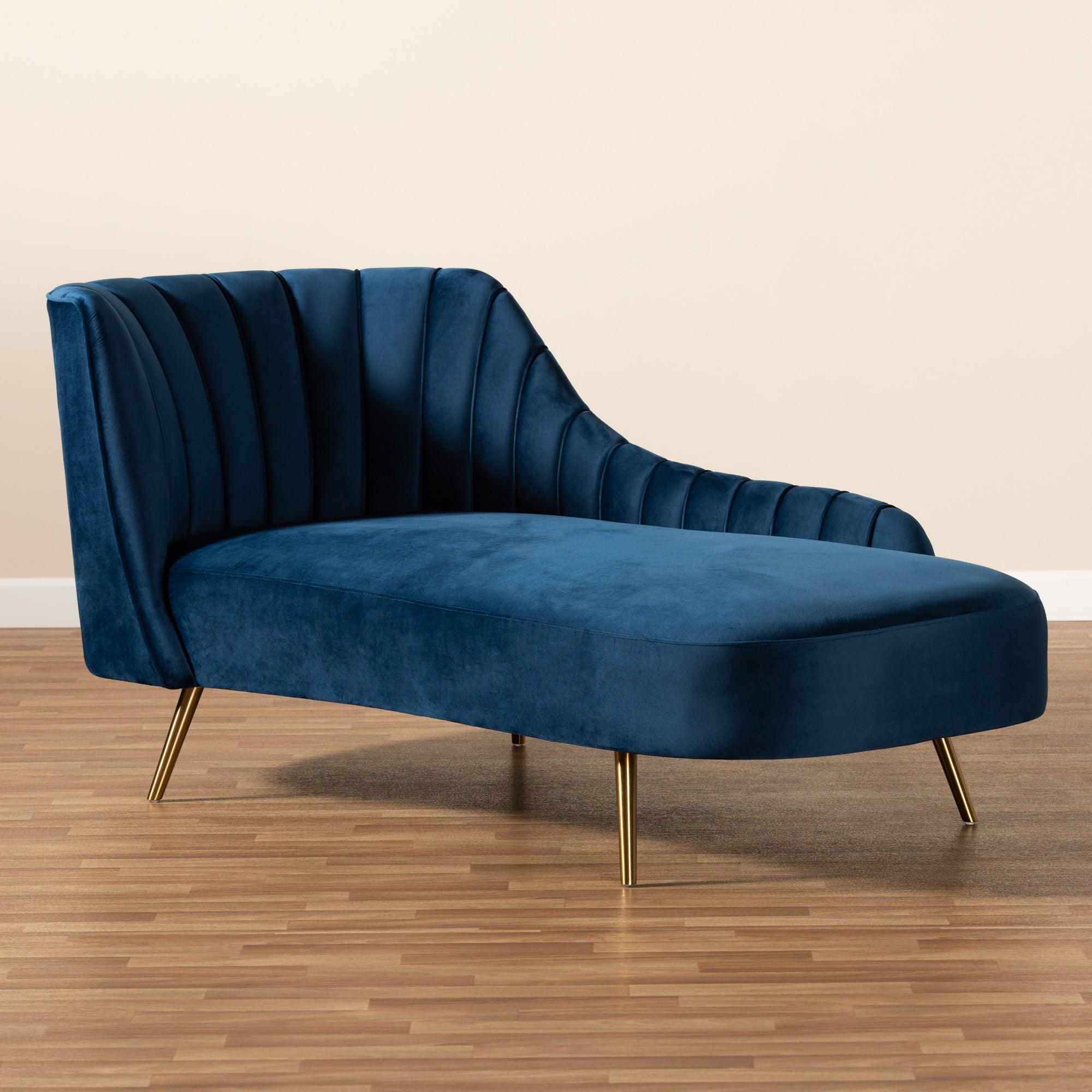 Kailyn Glam and Luxe Velvet Fabric Upholstered and Finished Chaise