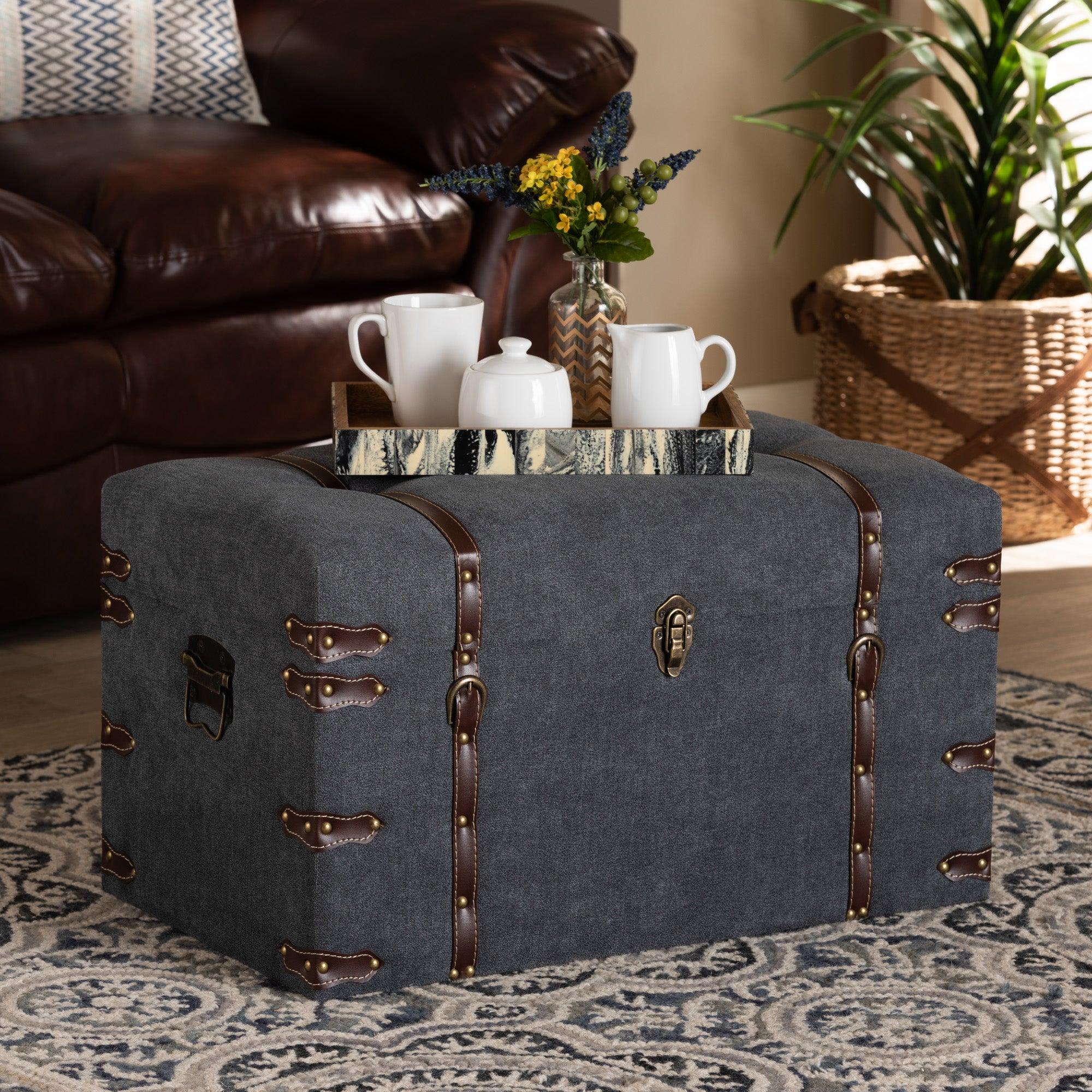 Palma Modern and Contemporary Transitional Fabric Upholstered Storage Trunk