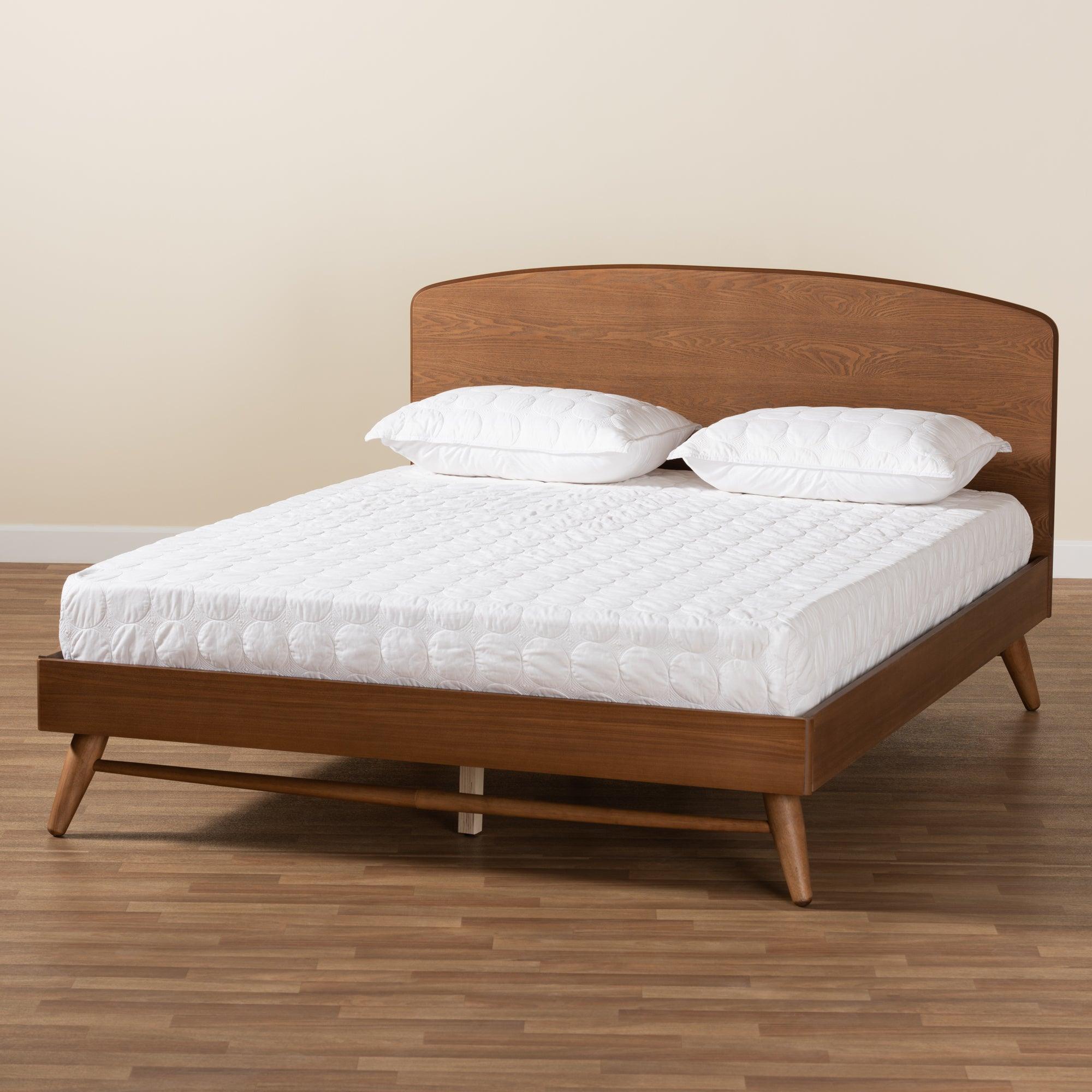 Keagan Mid-Century Modern Transitional Finished Wood Platform Bed