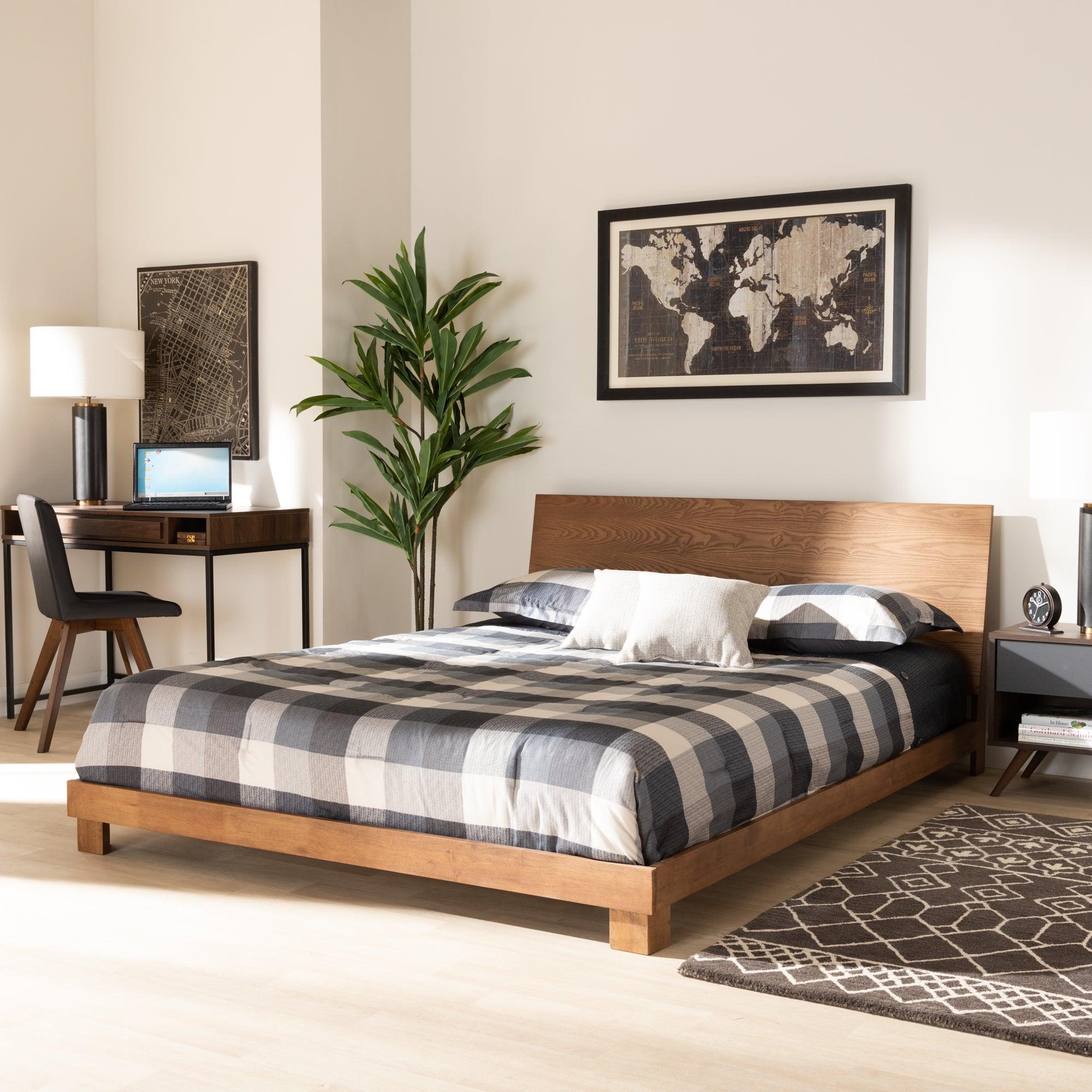 Haines Modern and Contemporary Finished Wood Platform Bed