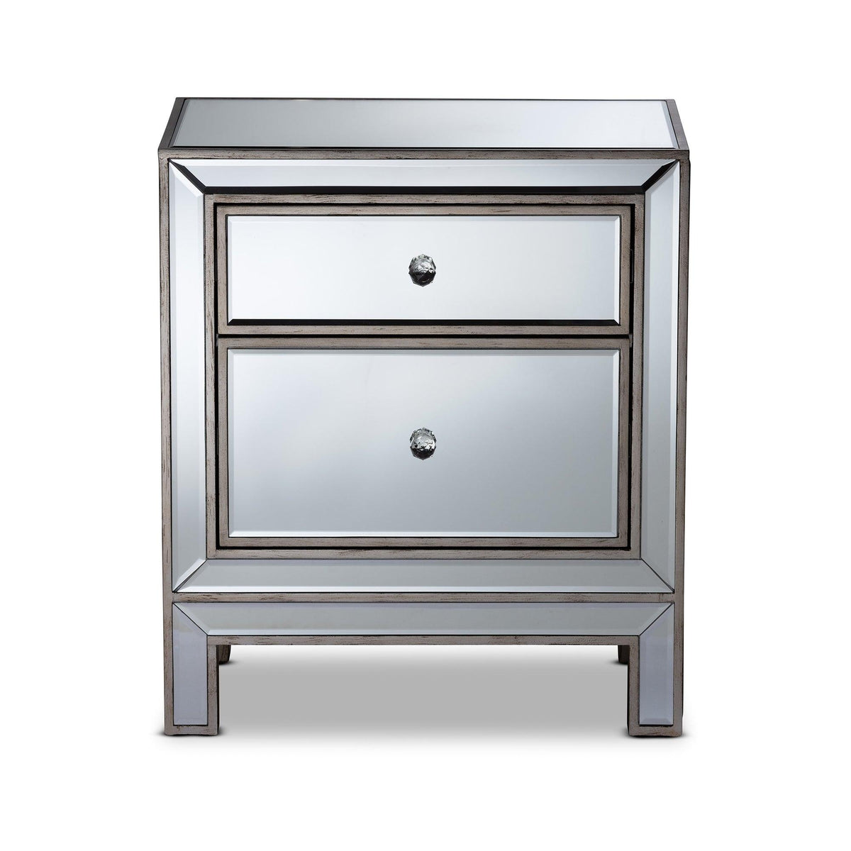 Fadri Contemporary Glam and Luxe Mirrored 2-Drawer End Table