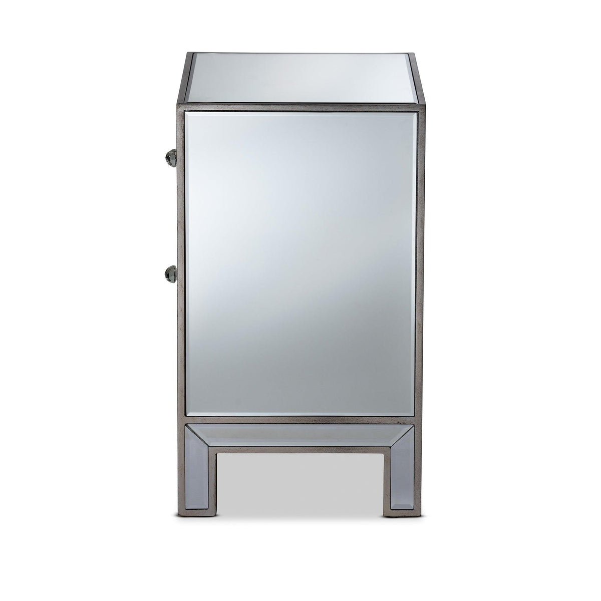 Fadri Contemporary Glam and Luxe Mirrored 2-Drawer End Table