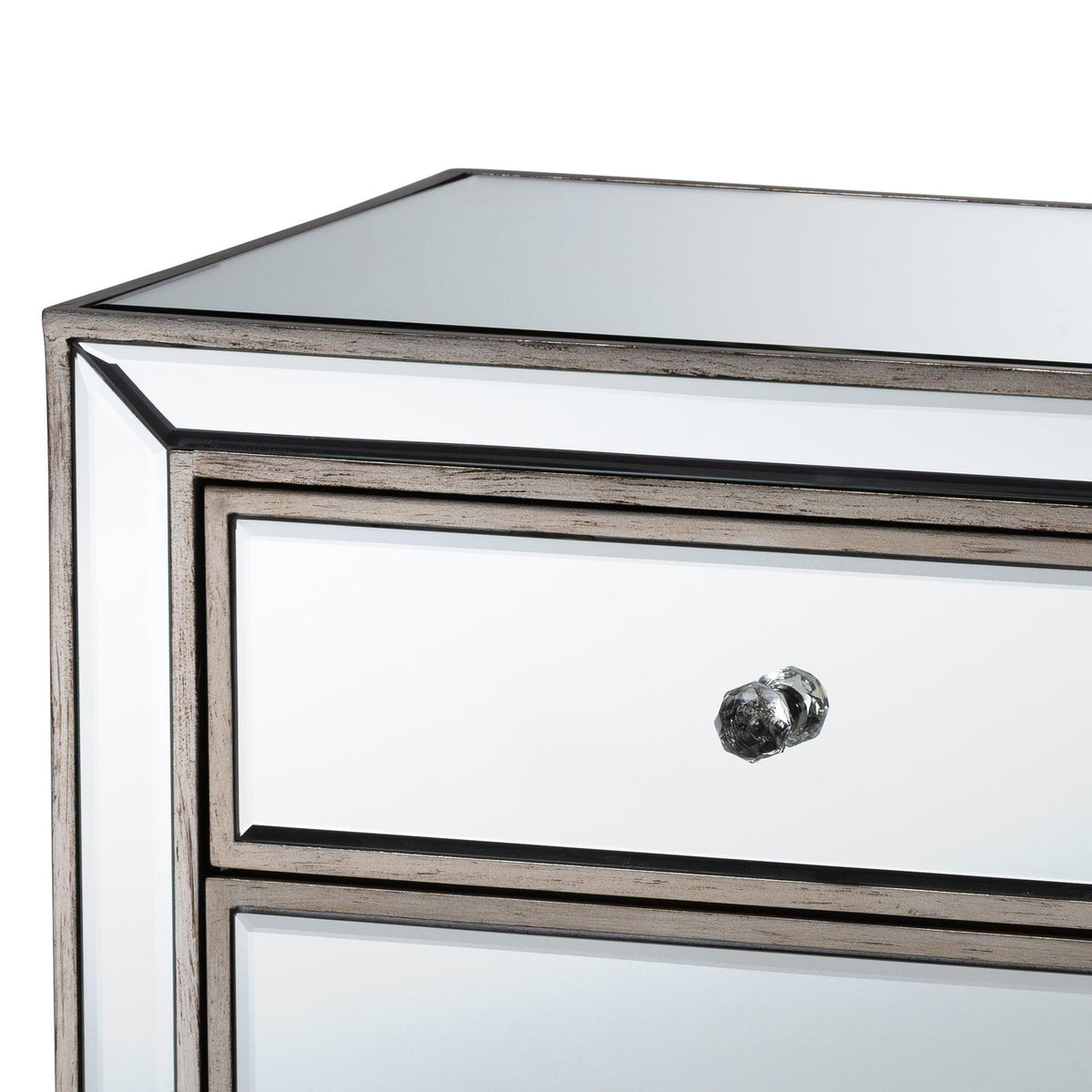Fadri Contemporary Glam and Luxe Mirrored 2-Drawer End Table