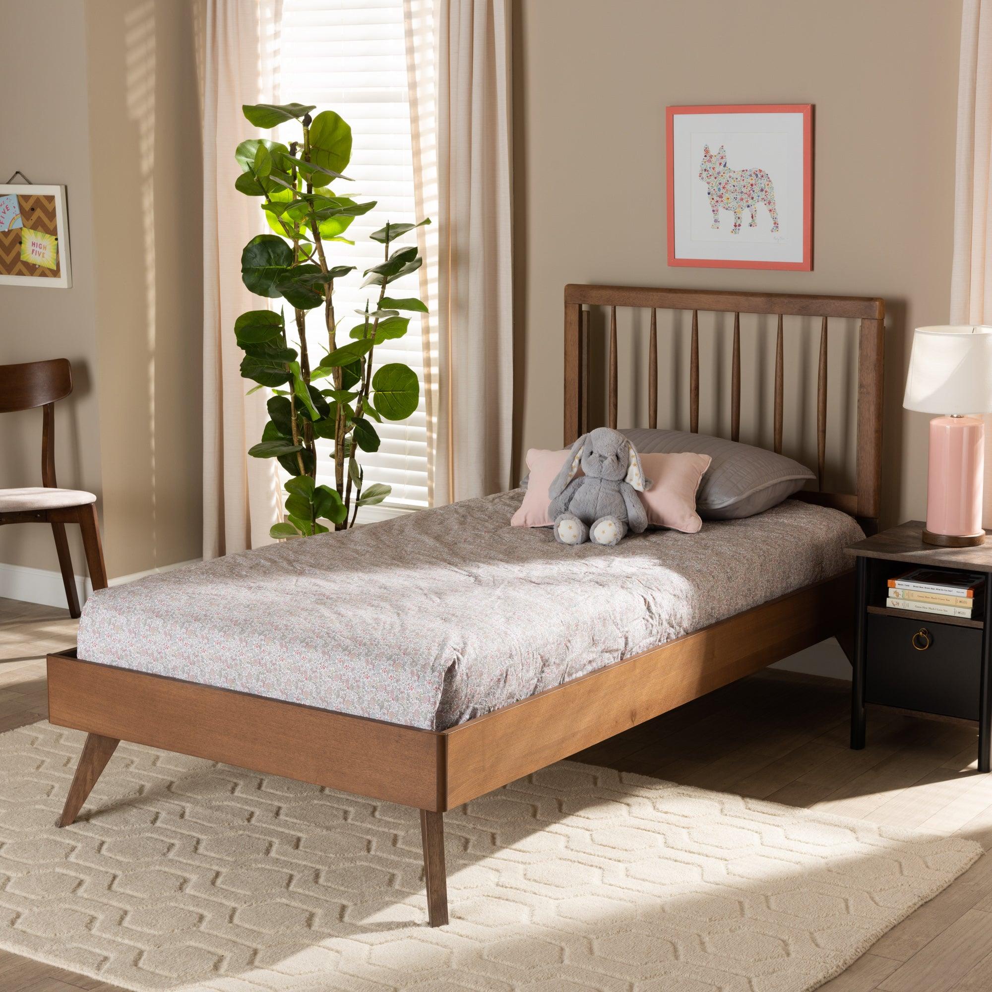 Toru Mid-Century Modern Ash Finished Wood Platform Bed