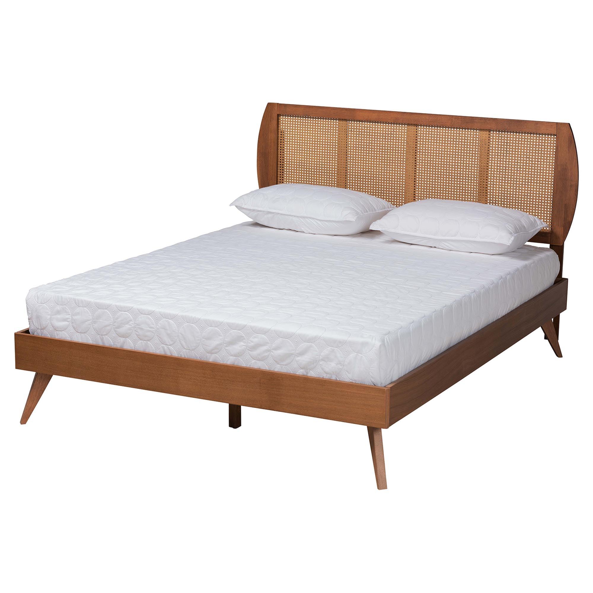 Asami Mid-Century Modern Finished Wood and Woven Rattan 5-Piece Bedroom Set