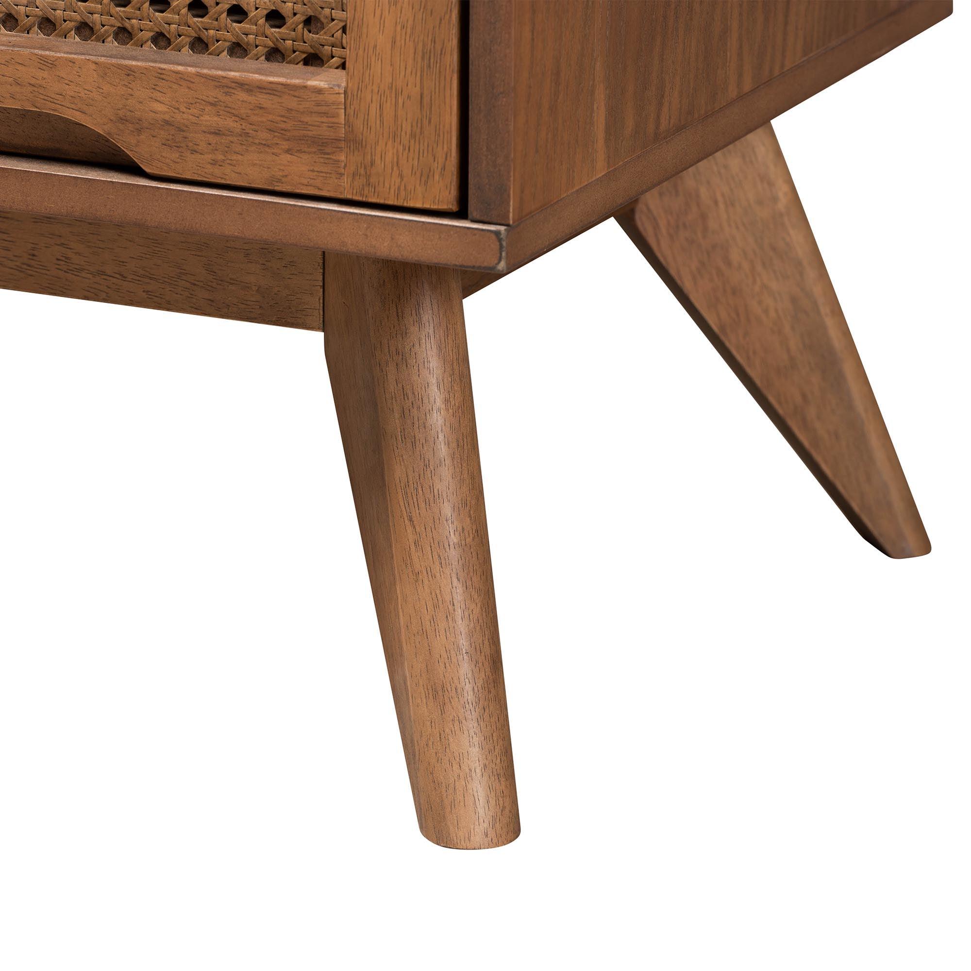 Asami Mid-Century Modern Finished Wood and Woven Rattan 5-Piece Bedroom Set