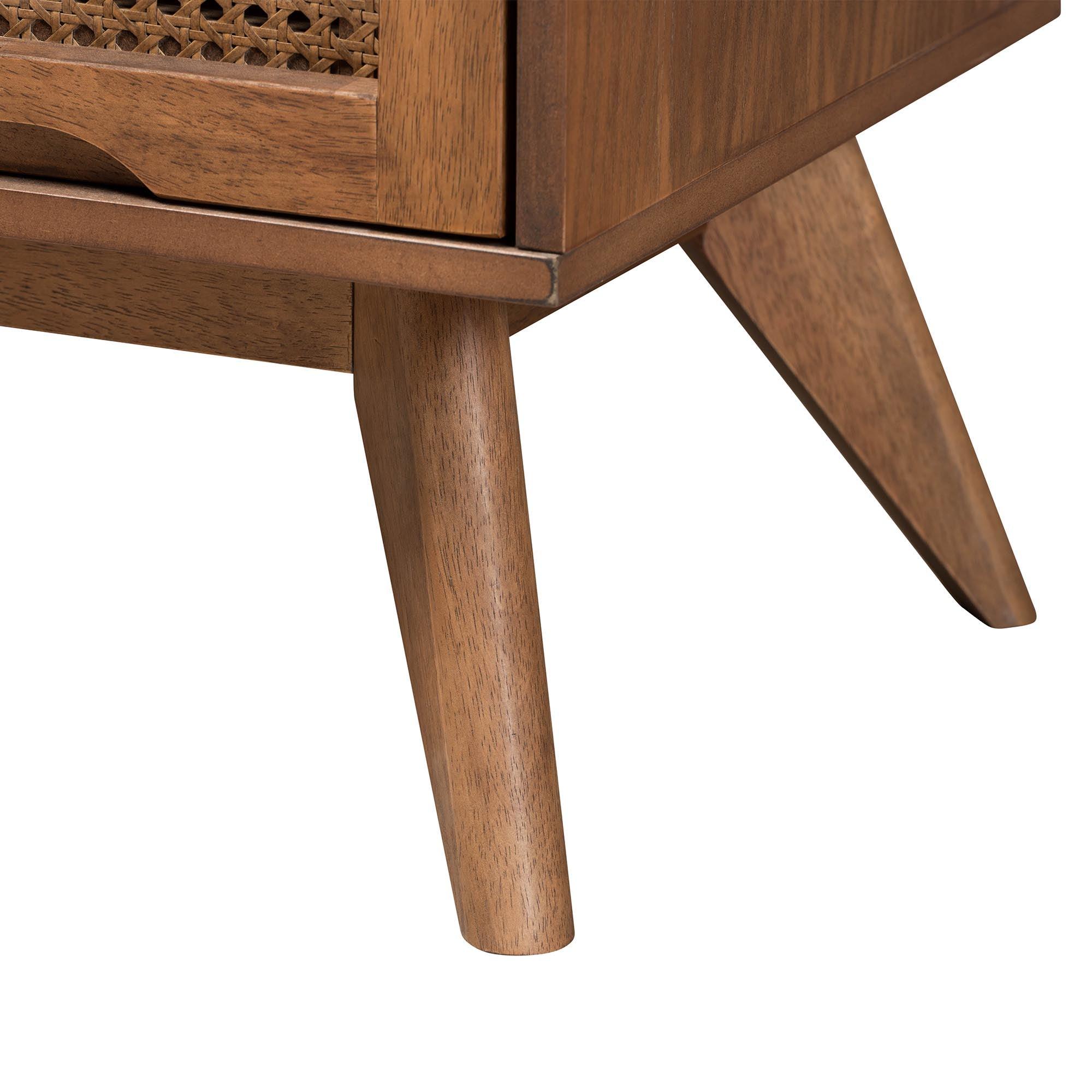 Asami Mid-Century Modern Finished Wood and Woven Rattan 4-Piece Bedroom Set