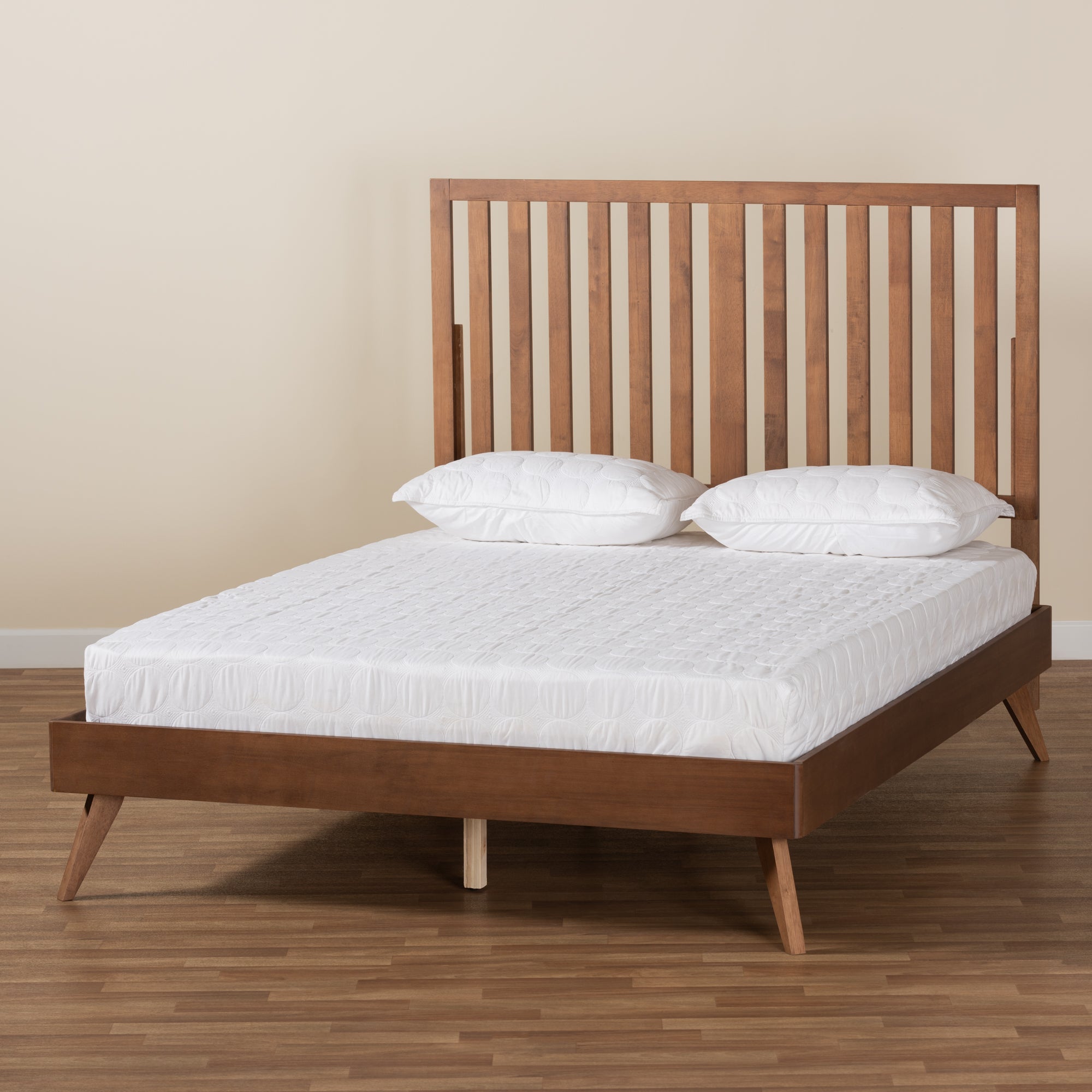 Saki Mid-Century Modern Finished Wood Platform Bed