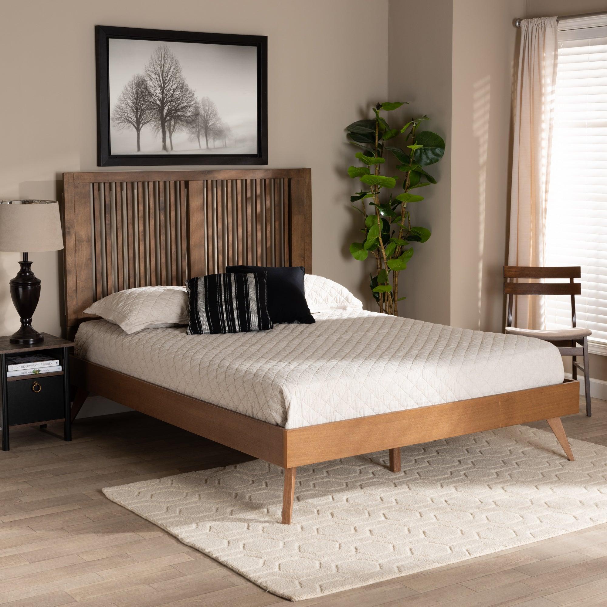 Takeo Mid-Century Modern Transitional Ash Finished Wood Platform Bed