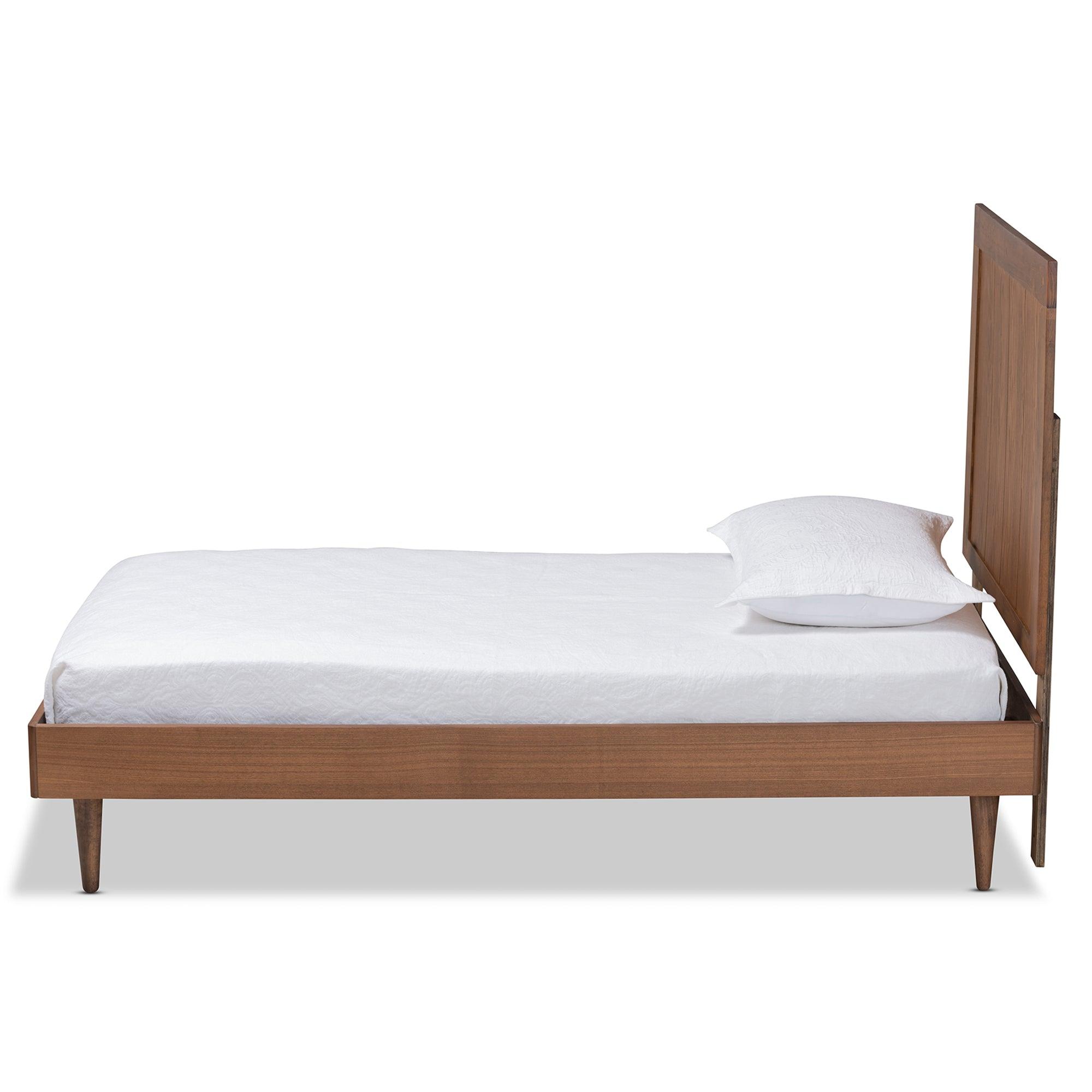 Nicola Mid-Century Modern Transitional Ash Finished Wood Platform Bed