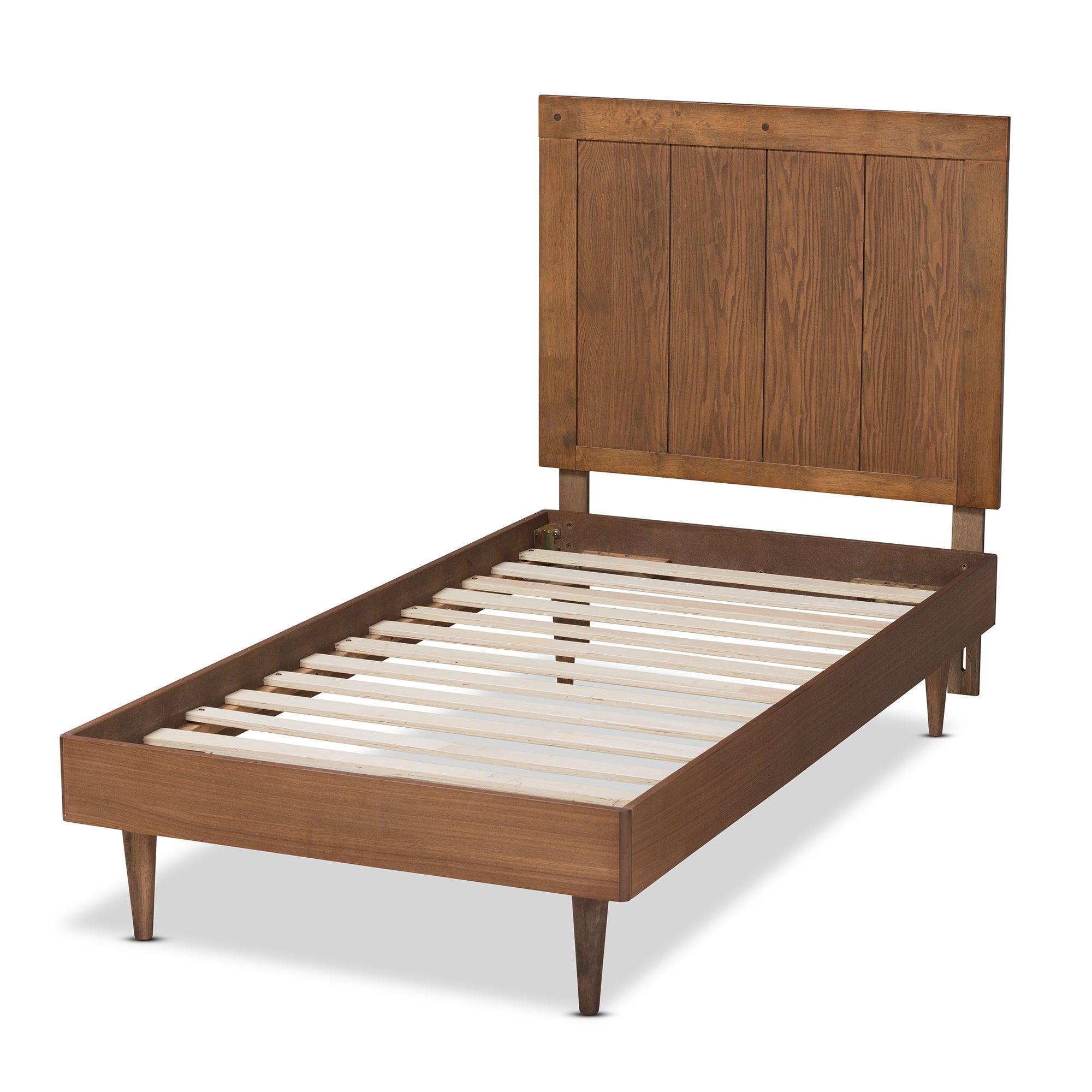 Nicola Mid-Century Modern Transitional Ash Finished Wood Platform Bed