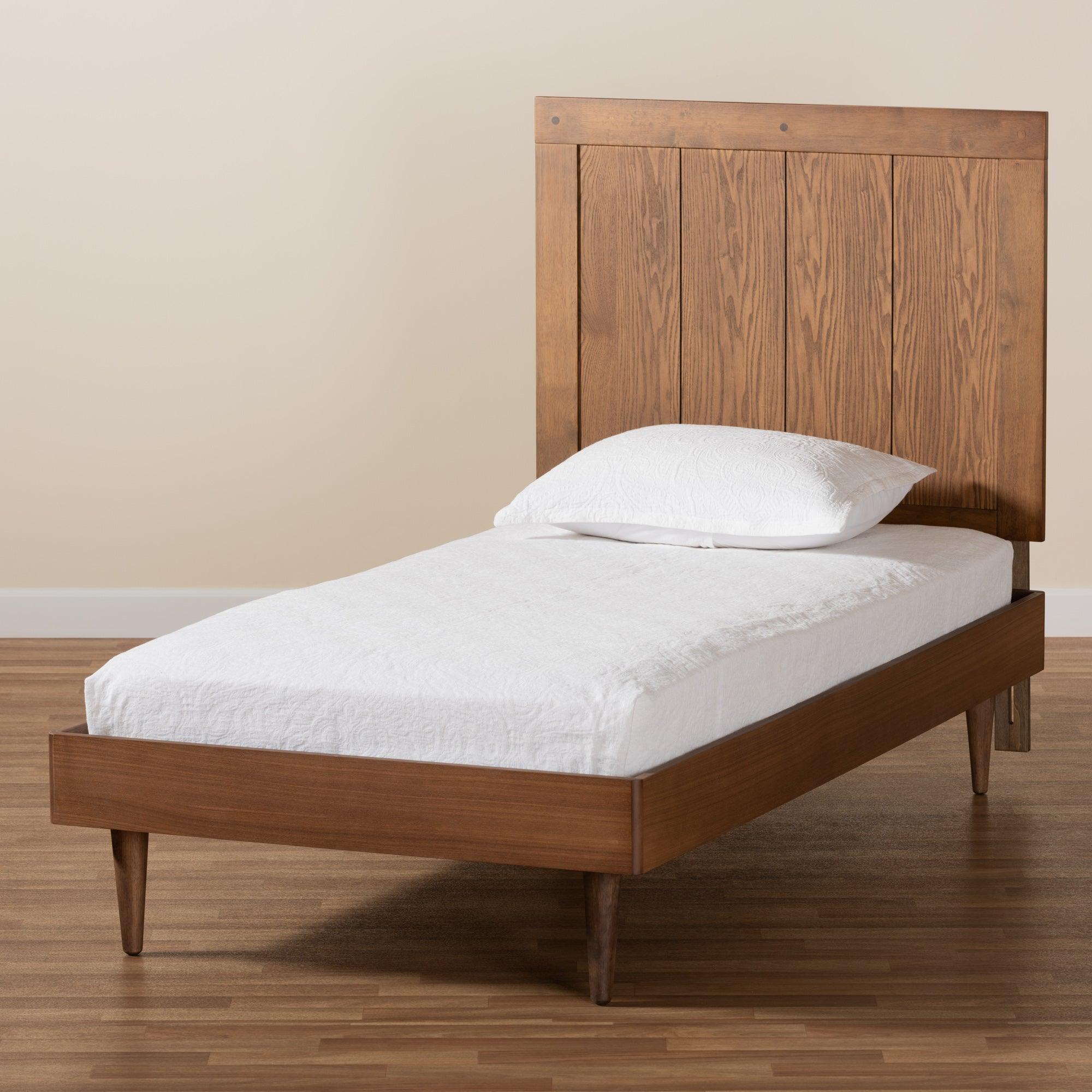 Nicola Mid-Century Modern Transitional Ash Finished Wood Platform Bed
