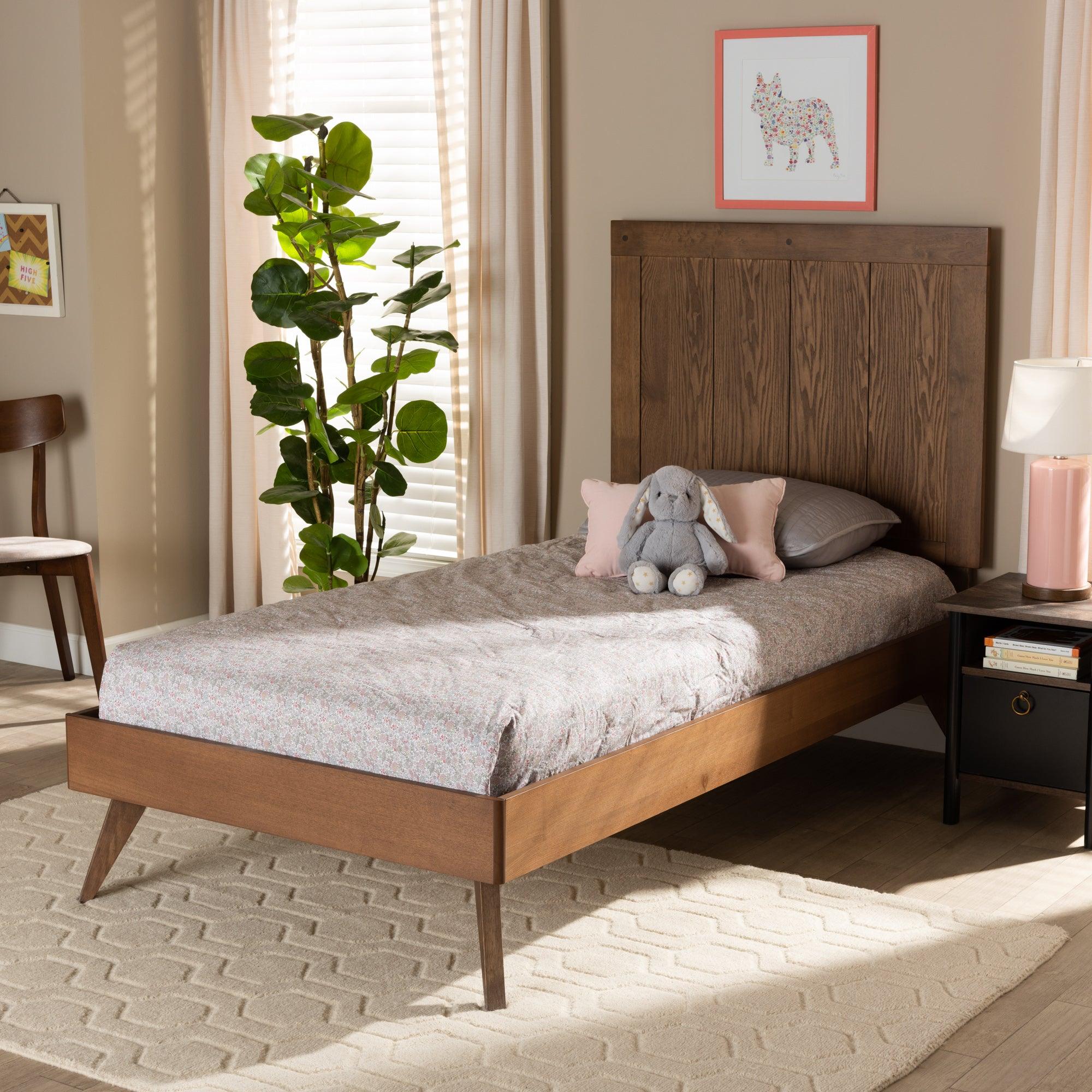 Amira Mid-Century Modern Transitional Ash Finished Wood Platform Bed