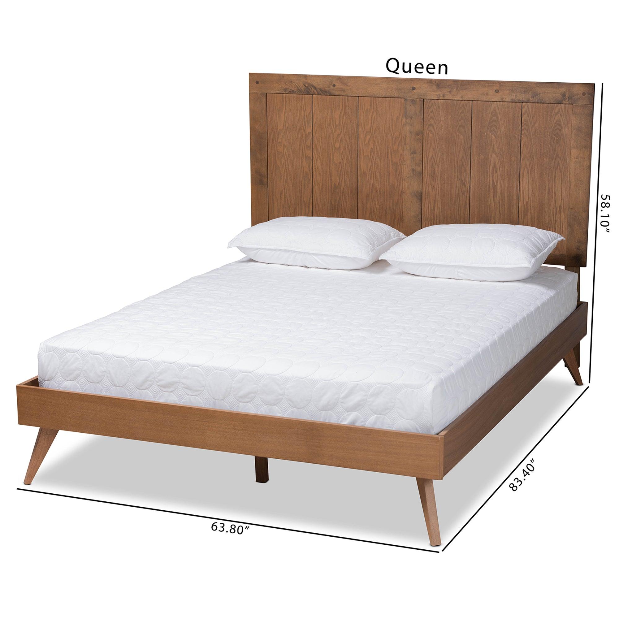 Amira Mid-Century Modern Transitional Ash Finished Wood Platform Bed