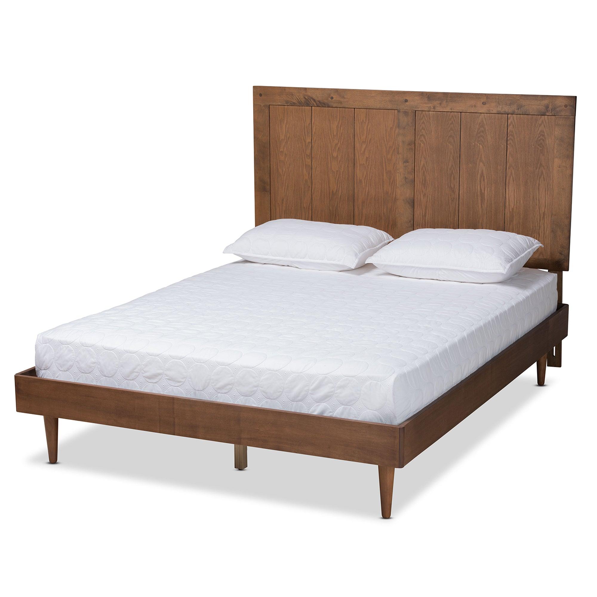 Nicola Mid-Century Modern Transitional Ash Finished Wood Platform Bed