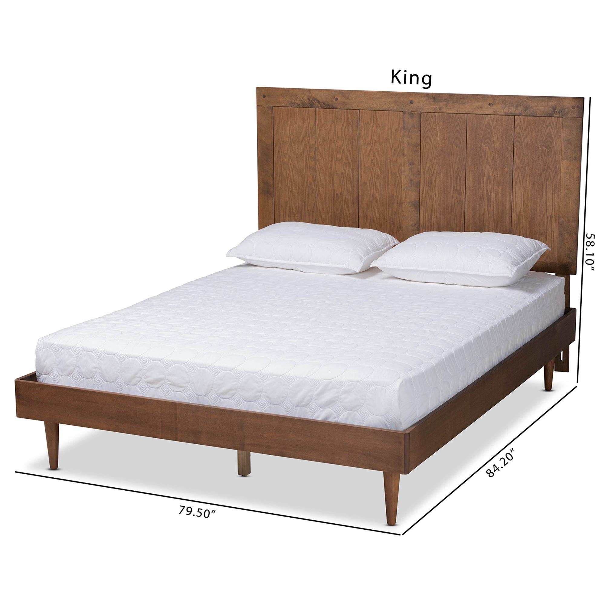 Nicola Mid-Century Modern Transitional Ash Finished Wood Platform Bed