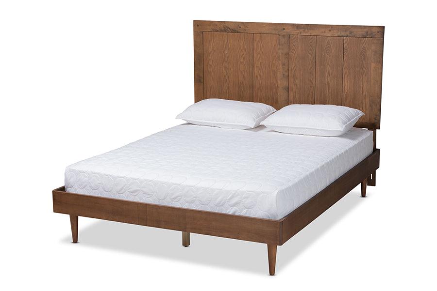 Nicola Mid-Century Modern Transitional Ash Finished Wood Platform Bed