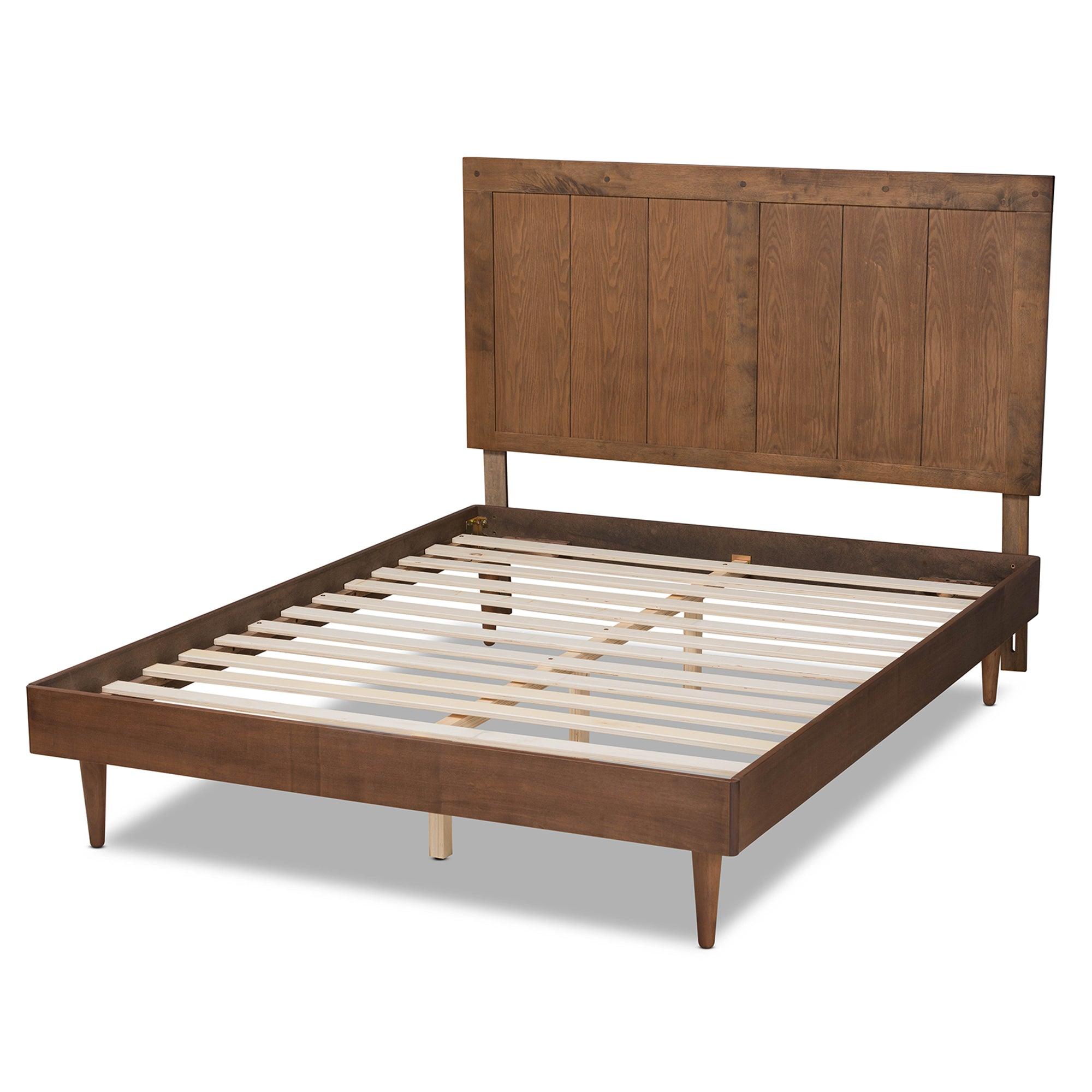 Nicola Mid-Century Modern Transitional Ash Finished Wood Platform Bed