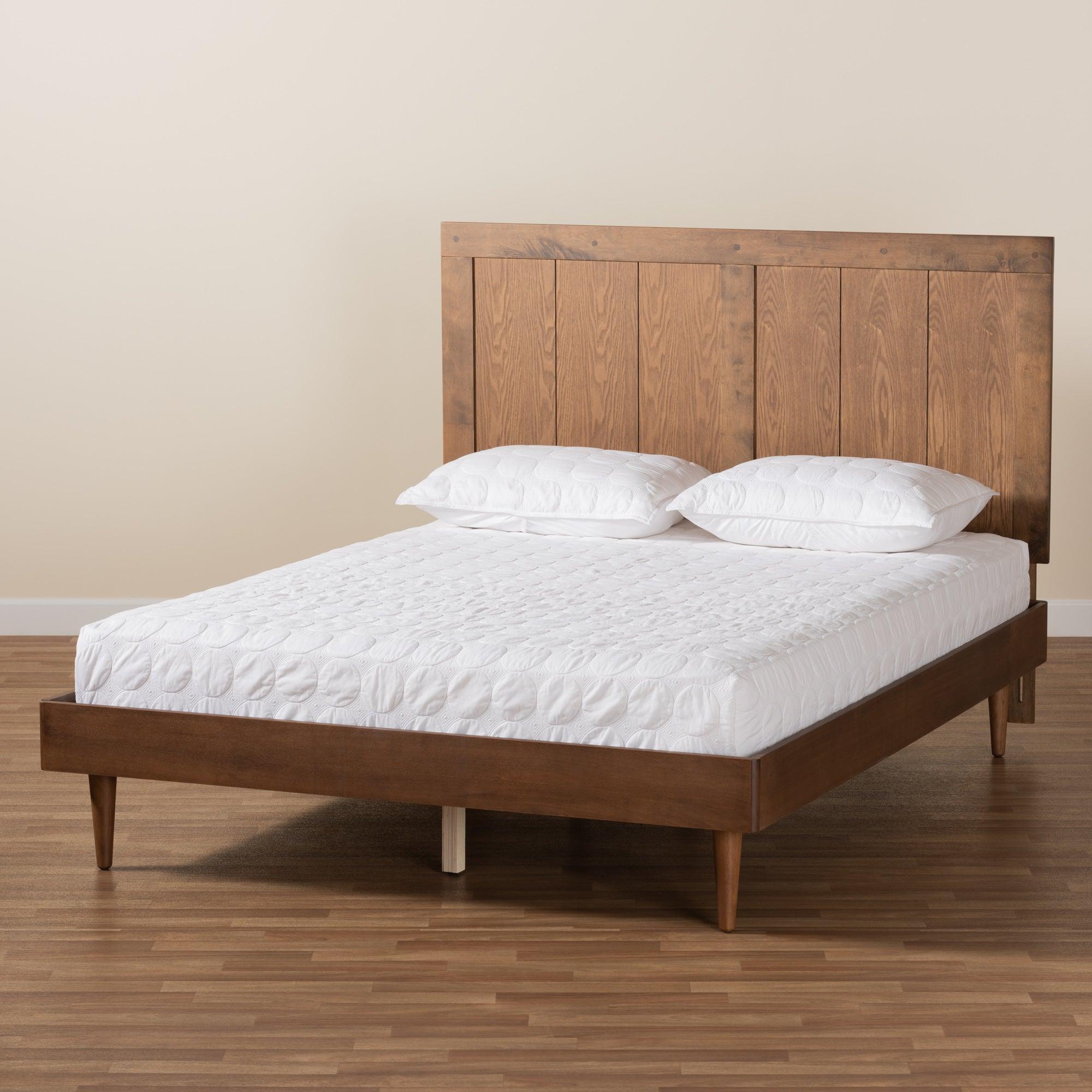 Nicola Mid-Century Modern Transitional Ash Finished Wood Platform Bed